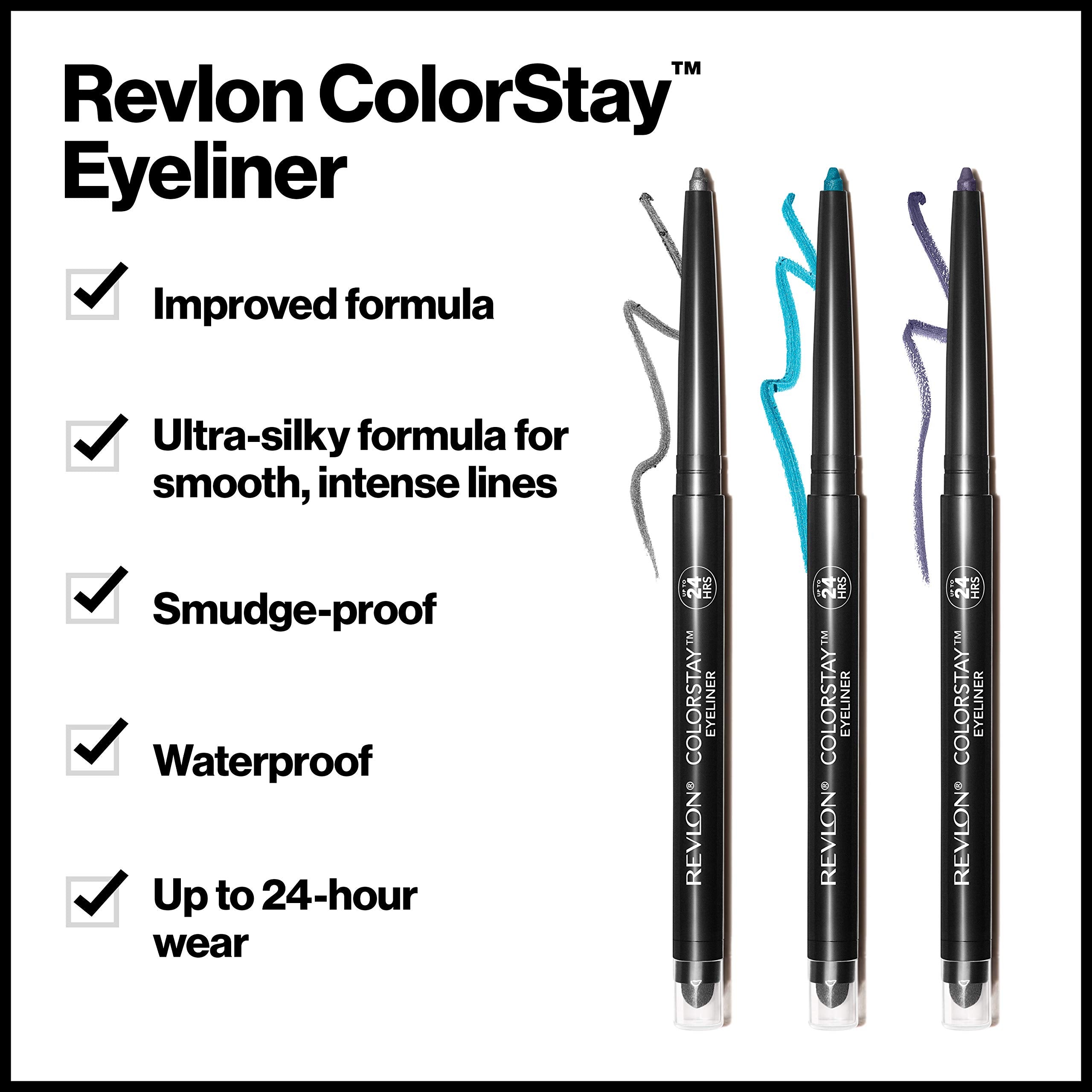 Revlon ColorStay Pencil Eyeliner with Built-in Sharpener, Waterproof, Smudgeproof, Longwearing Eye Makeup with Ultra-Fine Tip, 210 Teal, 0.01 oz