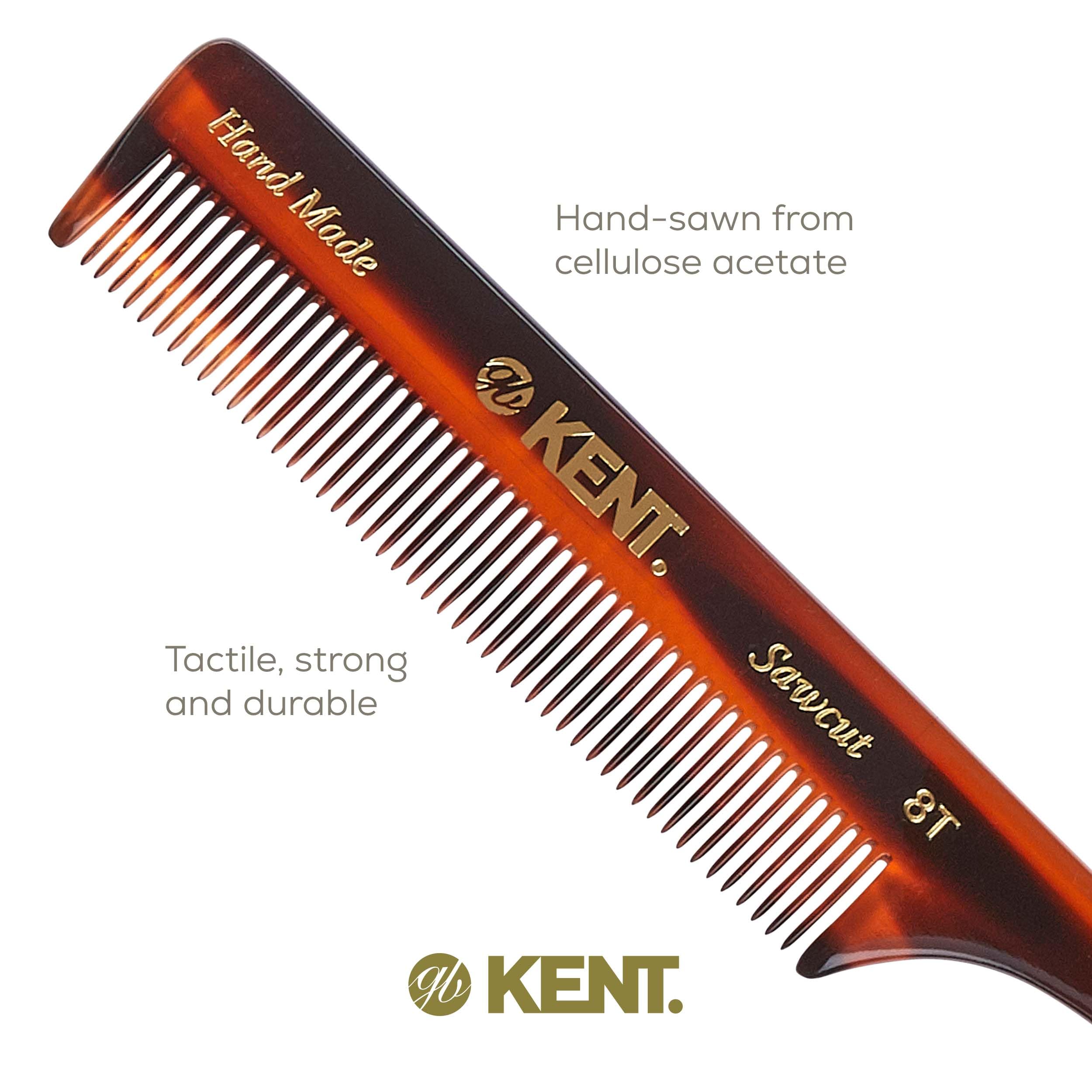 Kent Authentic Handmade Rat Tail Comb, Dark Brown, 200mm
