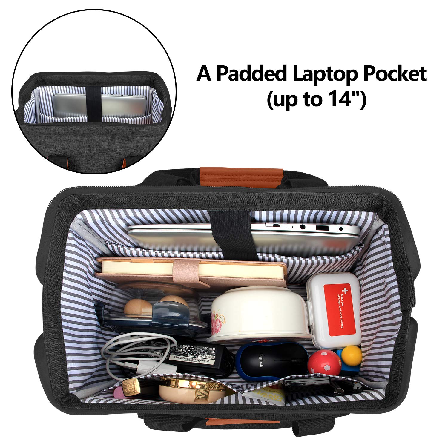 LUXJA Breast Pump Bag with Compartments for Cooler Bag and Laptop, Breast Pump Backpack with 2 Options for Wearing (Fits Most Major Breast Pump, Suitable for Working Mothers), Black