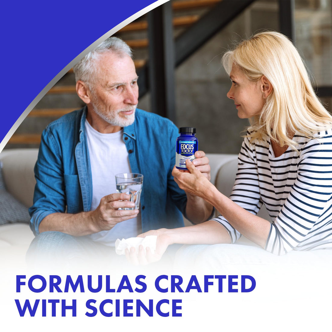 Focus Factor Nutrition for The Brain, Improved Memory & Concentration Brain Supplement, Complete Multivitamin with Vitamins B6, B12, D, Bacopa Monnieri & Tyrosine, 60 Count (2 Pack)