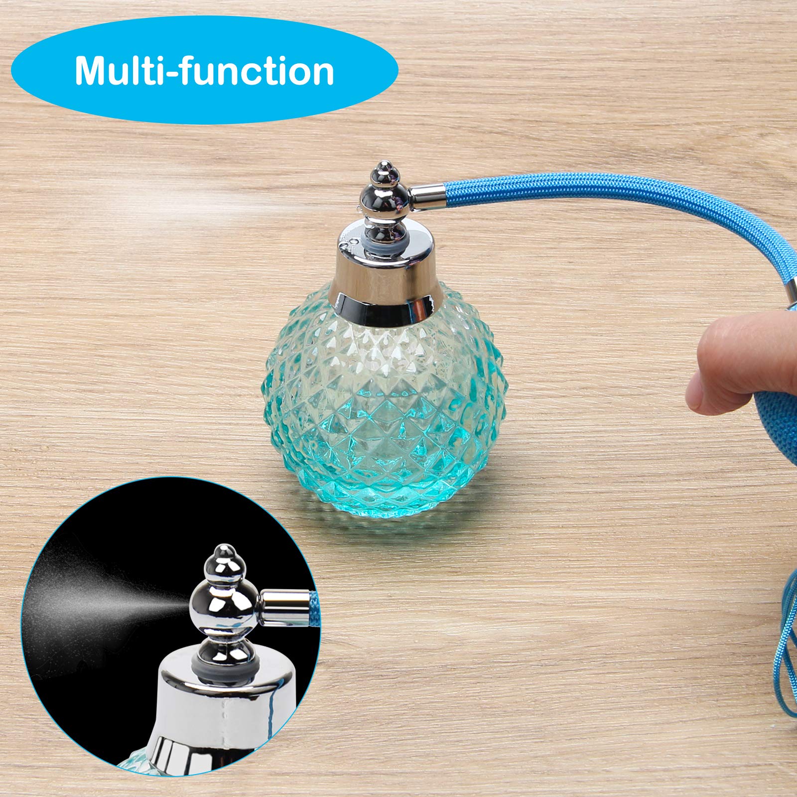 Coolrunner Crystal Art Vintage Style Refillable Perfume Atomizer Long Spray Bottle 100ml (Blue)