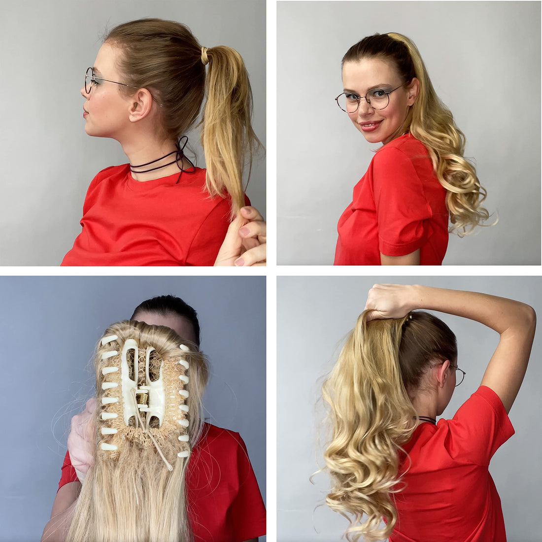 PRETTYSHOP 18 Hair Piece Pony Tail Extension BLACK Voluminous & Fullness curled wavy Heat-Resisting H63