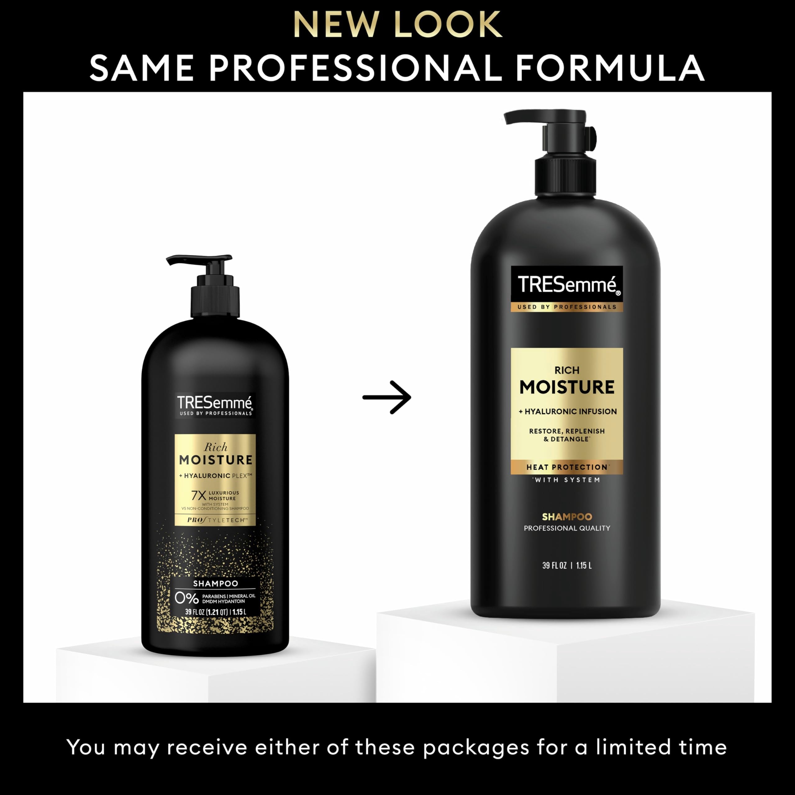 TRESemmé Rich Moisture Hydrating Shampoo with Pump 4 Count for Dry Hair Formulated With Pro Style Technology 39 fl oz