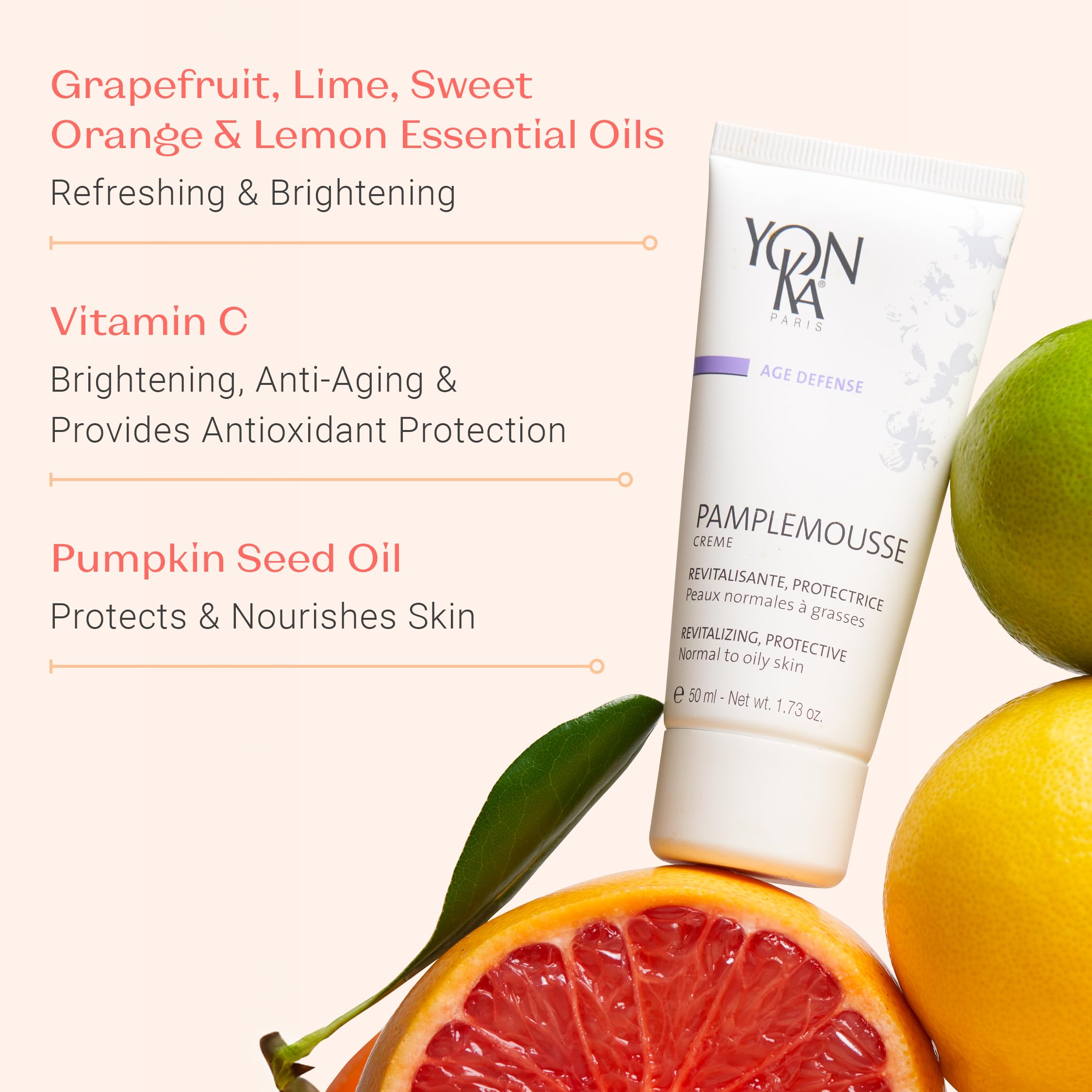 Yonka Age Defense Pamplemousse Vitalizing Cream for Unisex, 1.73 Ounce