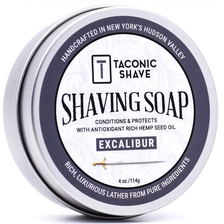Taconic Shave Barbershop Quality EXCALIBUR Shaving Soap with Antioxidant-Rich Hemp Seed Oil - Fresh Clean Masculine Scent