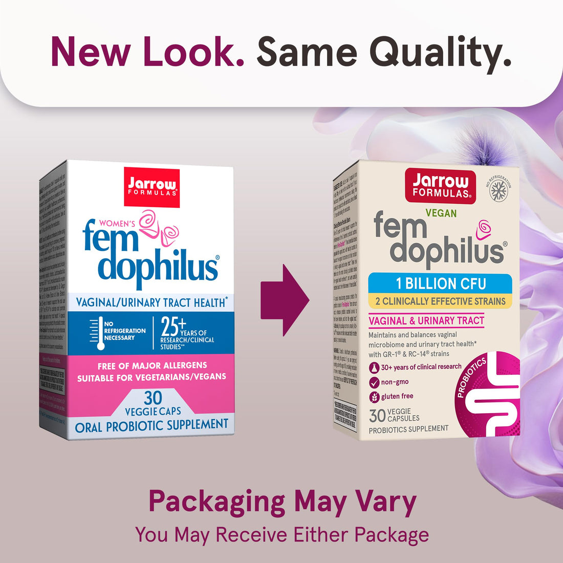 Jarrow Formulas Fem-Dophilus Probiotics 1 Billion CFU with 2 Science-Backed Strains, Dietary Suppl for Vaginal and Urinary Tract Supp,60 Veggie Caps,Up to a 60 Day Supply, Shelf-Stable,12 Packs