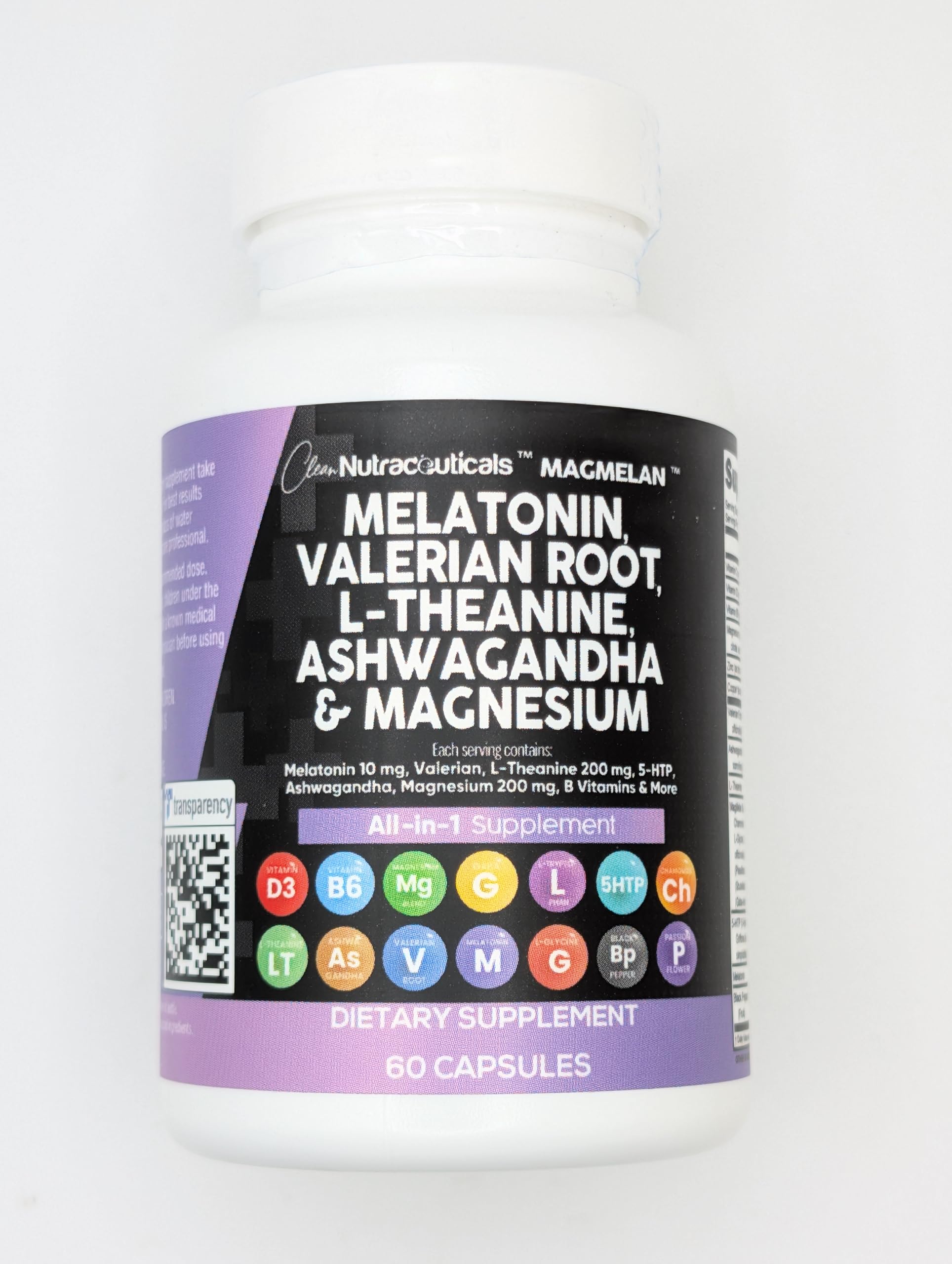 Clean Nutraceuticals Melatonin 10mg Valerian Root L Theanine 200mg Ashwagandha - Sleep Support for Women & Men with Magnesium Complex, Lemon Balm, Chamomile, & Passion Flower - 60 Caps