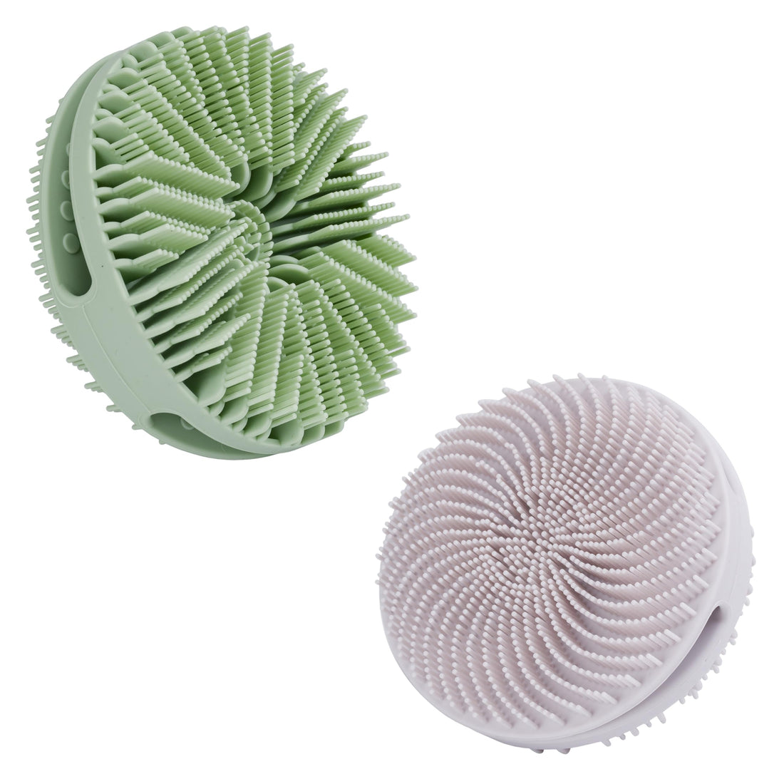 2 PC Silicone Exfoliating Body Scrubber, Silicone Body Shampoo Brush, Soft Silicone Loofah for Sensitive Skin, Shower Silicone Hair Scalp Massager, Easy to Clean, Lather Well(Gray&Green)
