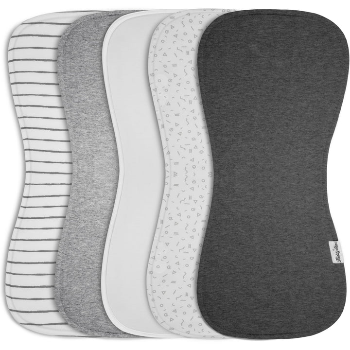 KiddyStar 5 Pack Organic Cotton Baby Burp Cloths – 3 Layer, 21x10 Large, Ultra Soft & Absorbent Burping Rags for Newborns – Infant Towels for Milk Spit Up