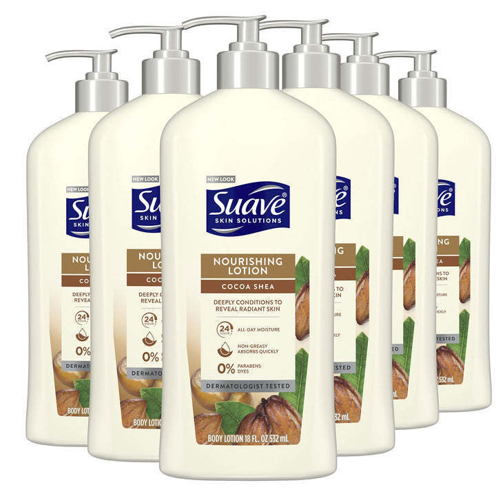 Suave Skin Solutions Body Lotion, Smoothing with Coco Butter & Shea 18 oz, (Pack of 6)