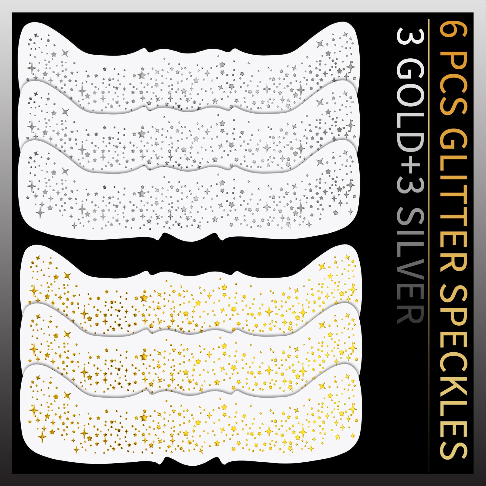 Teenitor Face Glitter Freckles Face Tattoo, 6 Pcs Gold and Silver Glitter Freckles, Sweatproof Waterproof Sparkle Freckles