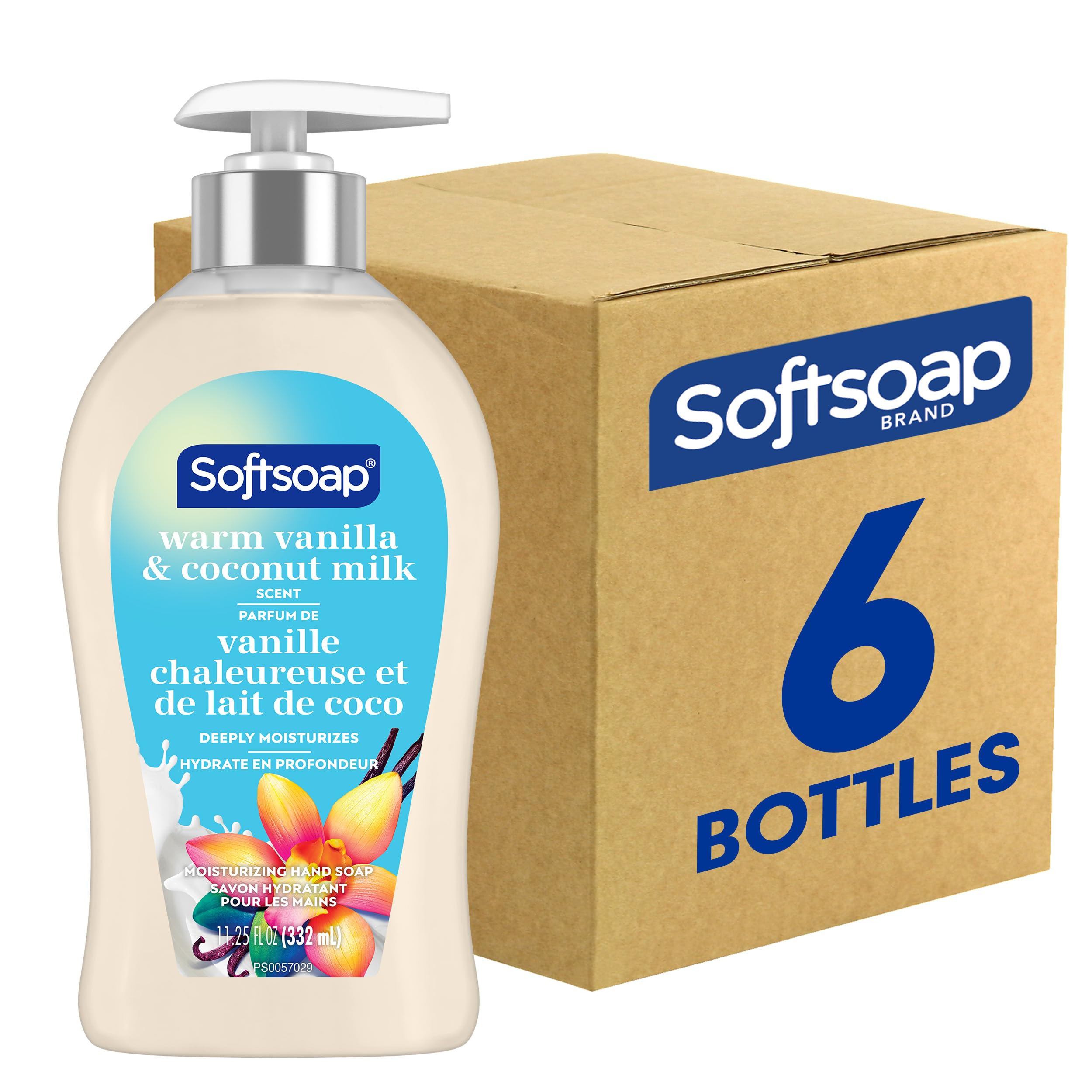 Softsoap Deeply Moisturizing Liquid Hand Soap Pump, Warm Vanilla & Coconut Milk - 11.25 Fluid Ounce, 6 Packs