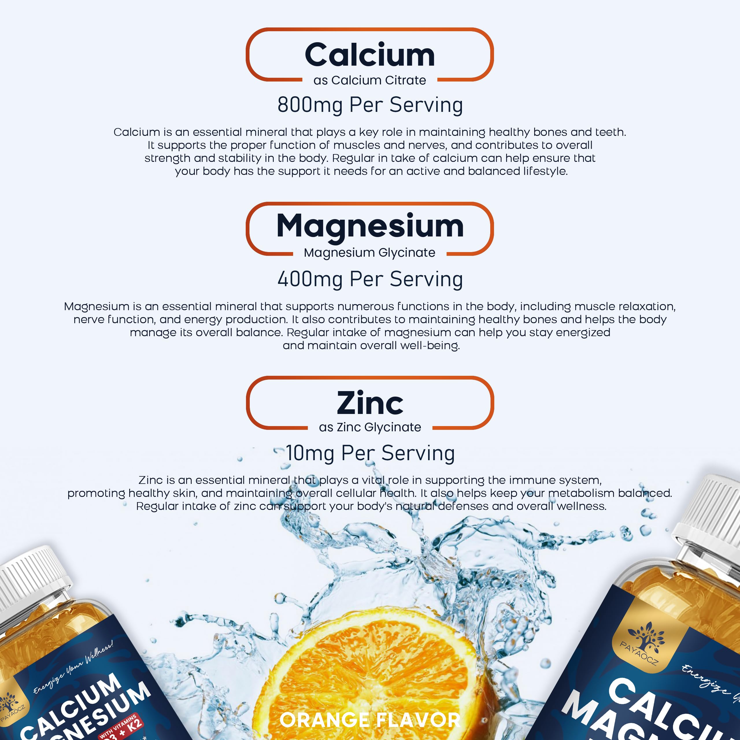 (2 Pack) Calcium Magnesium Zinc Gummies with Vitamin D3, K2, B12 & B6 for Adults, Sugar Free Magnesium Glycinate with Potassium Sea Moss Supplement, Calcium Citrate for Bone Mood & Sleep Support