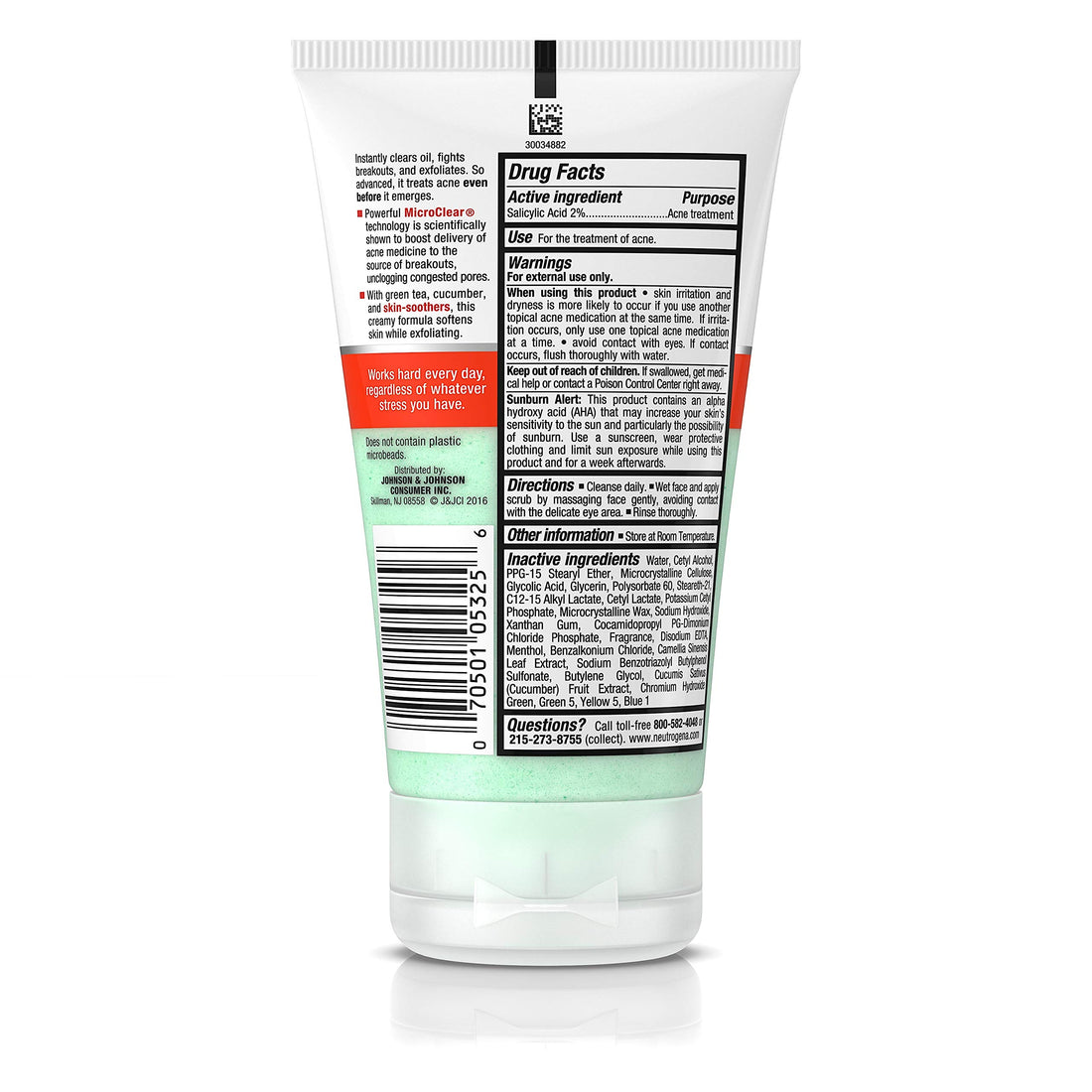 Neutrogena Oil-Free Acne Stress Control Power-Clear Face Scrub, Salicylic Acid Acne Treatment for Acne-Prone Skin, 4.2 fl. oz