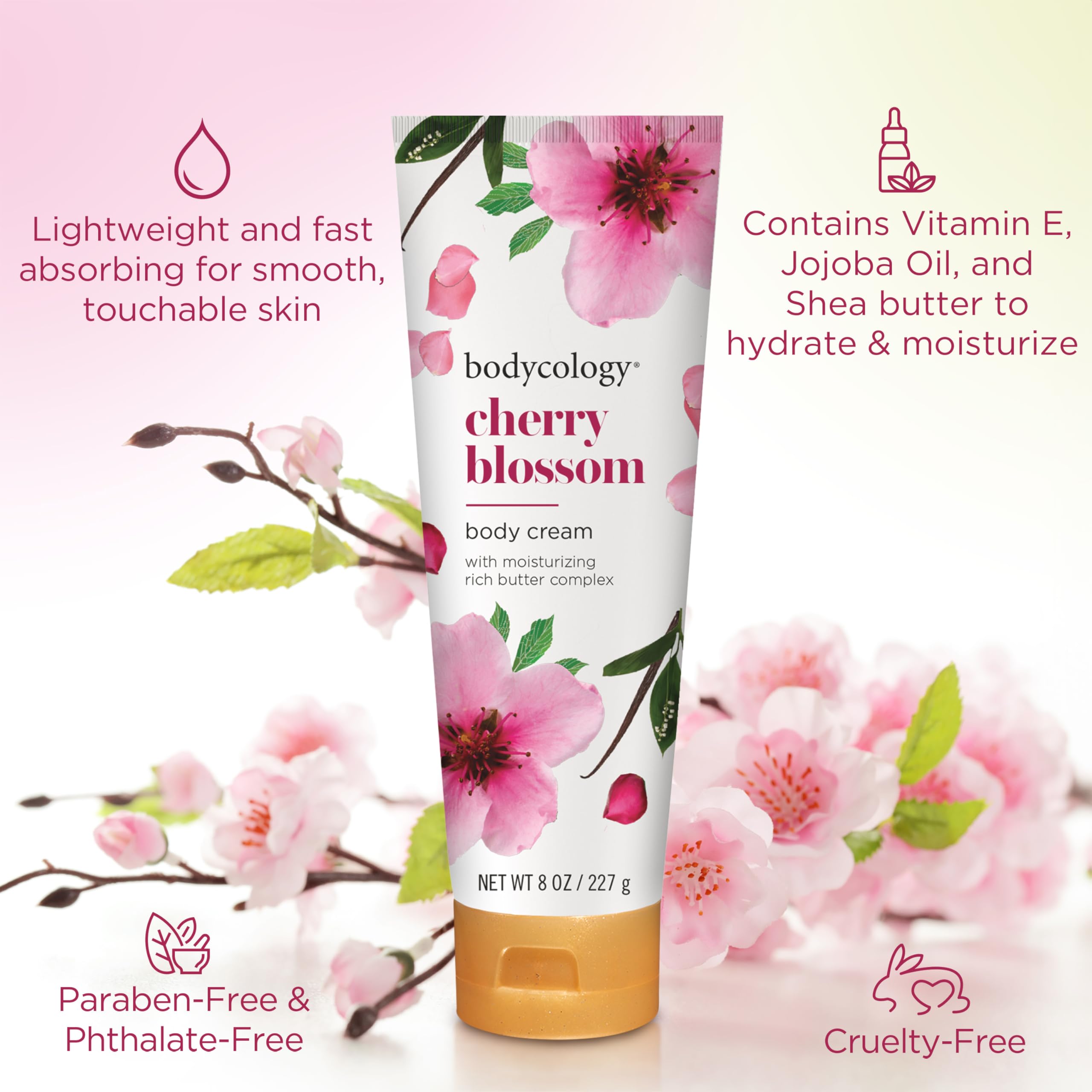 Bodycology Shea Butter Body Cream, Cherry Blossom, 8 oz