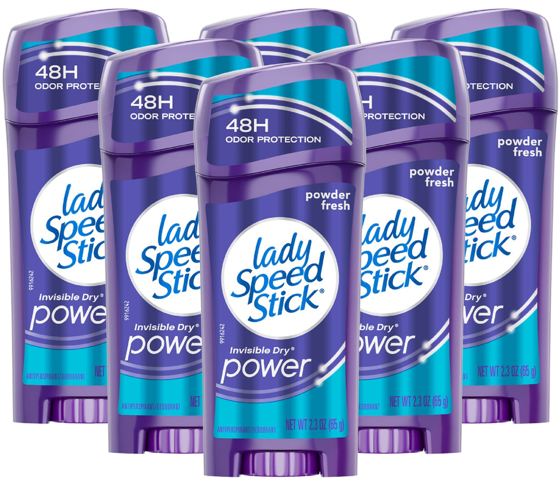 Lady Speed Stick Antiperspirant Deodorant, Power, Powder Fresh -2.3 oz (6 pack)