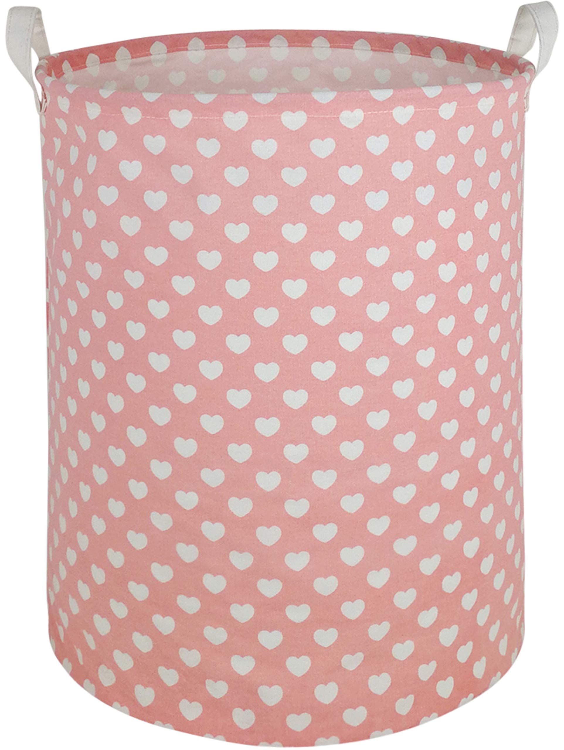 MAIZMZ Pink Laundry Basket Kids Hamper Storage Bins Girls Nursery Hamper Waterproof Organizer Toy Box Large Canvas Collapsible Chest for for Bedroom,Clothes Organizer Basket,Toys Bin,Room Decor