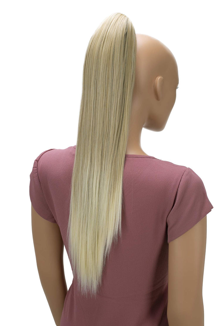 PRETTYSHOP 24 Hairpiece Ponytail Clip On Extension Long Hair Straight Light Blonde Mix H623