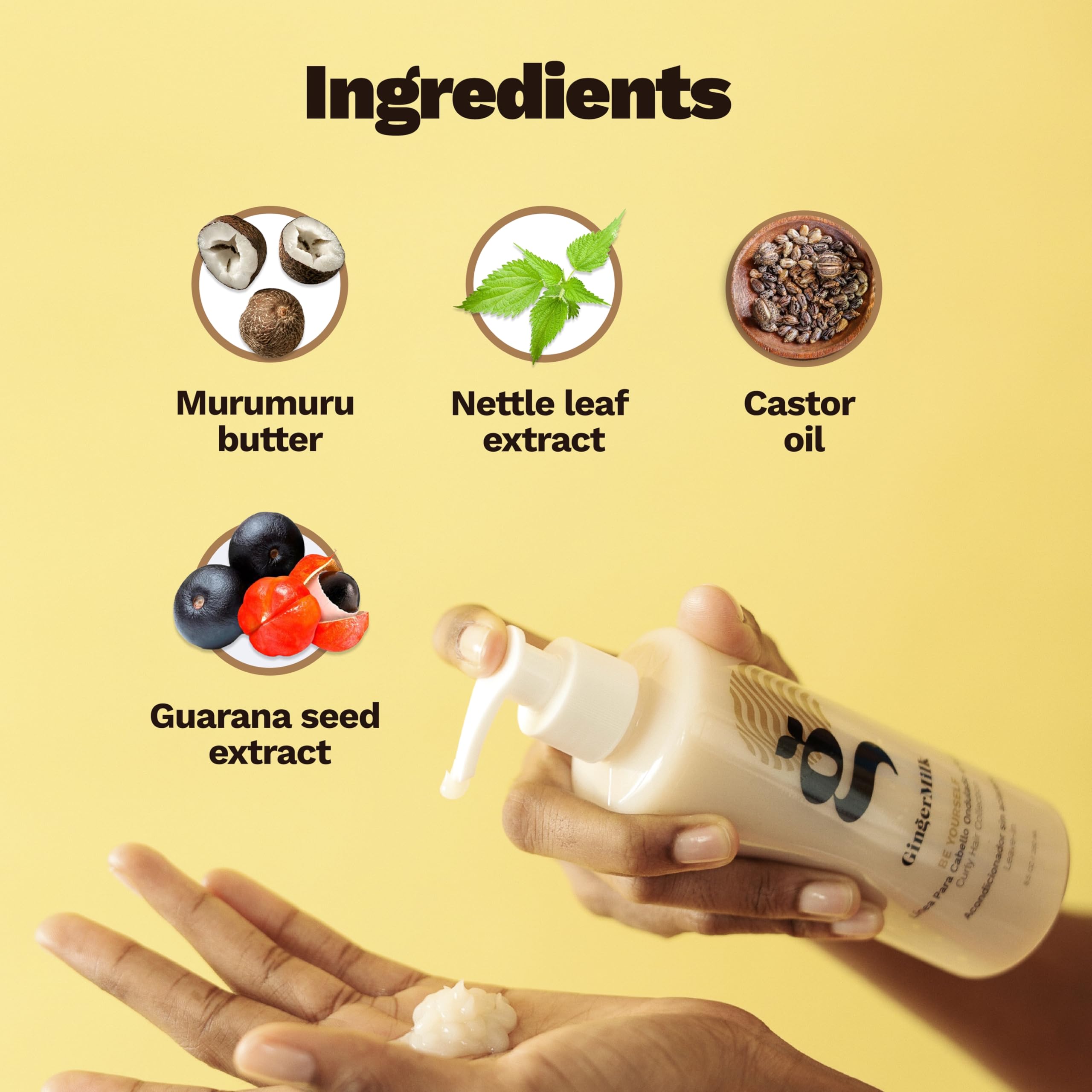 Ginger Milk Leave in Conditioner for Curly, Wavy, and Coily Hair | Hydrates, Nourishes and strengthens | curl cream & curly hair products Be Yourself 8.5 oz