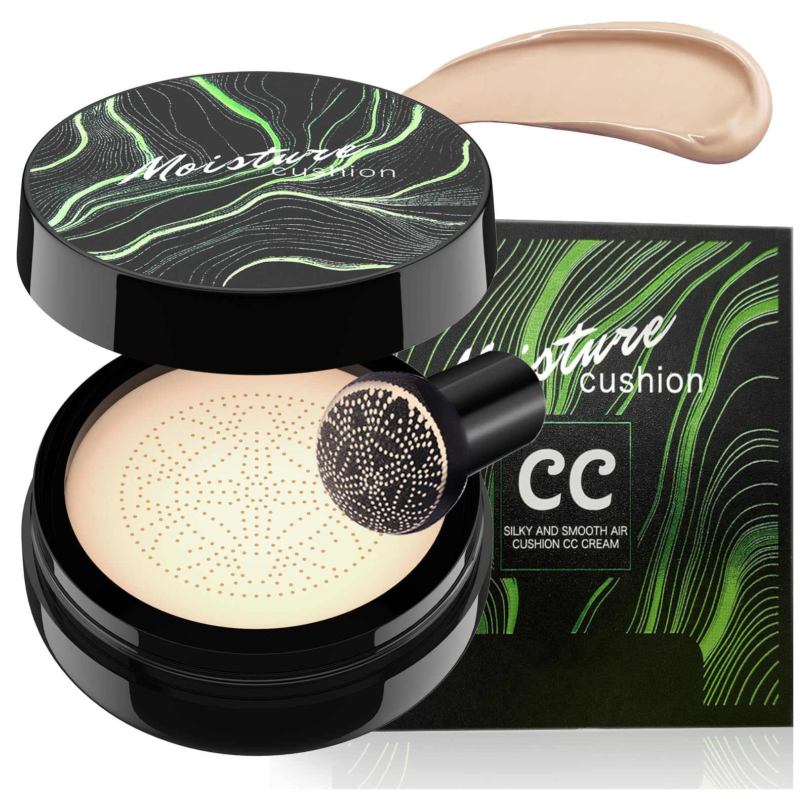 Mushroom Head Air Cushion CC Cream - Moisturizing & Oil Control BB Cream Foundation Create Long-Lasting, Waterproof Makeup Base Primer, Concealer Full Coverage for All Skin Types (Ivory)