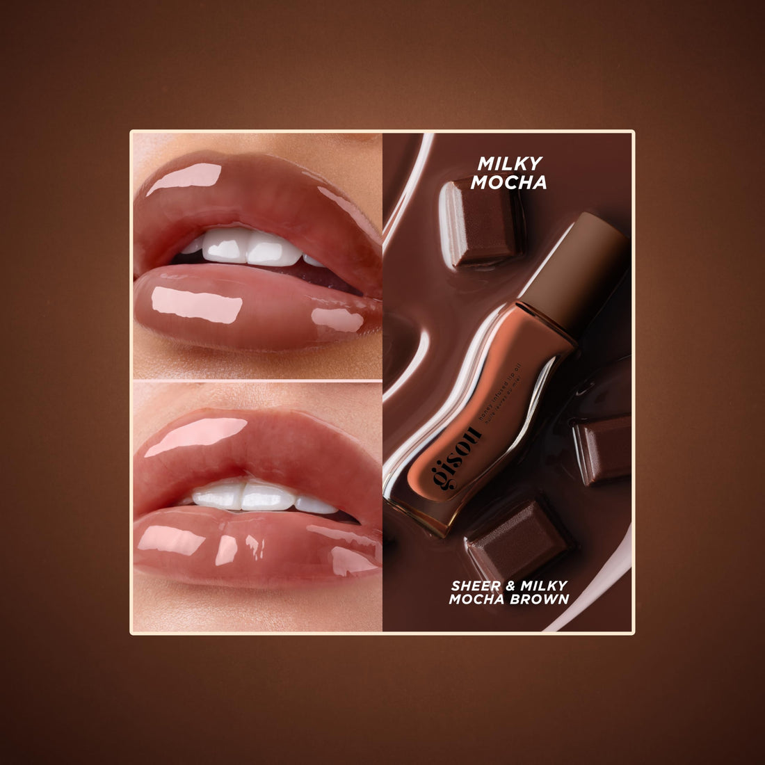 Gisou Honey Infused Hydrating Lip Oil, Nourishing Lip Moisturizer for Dry Lips, 0.27 fl oz (Milky Mocha)