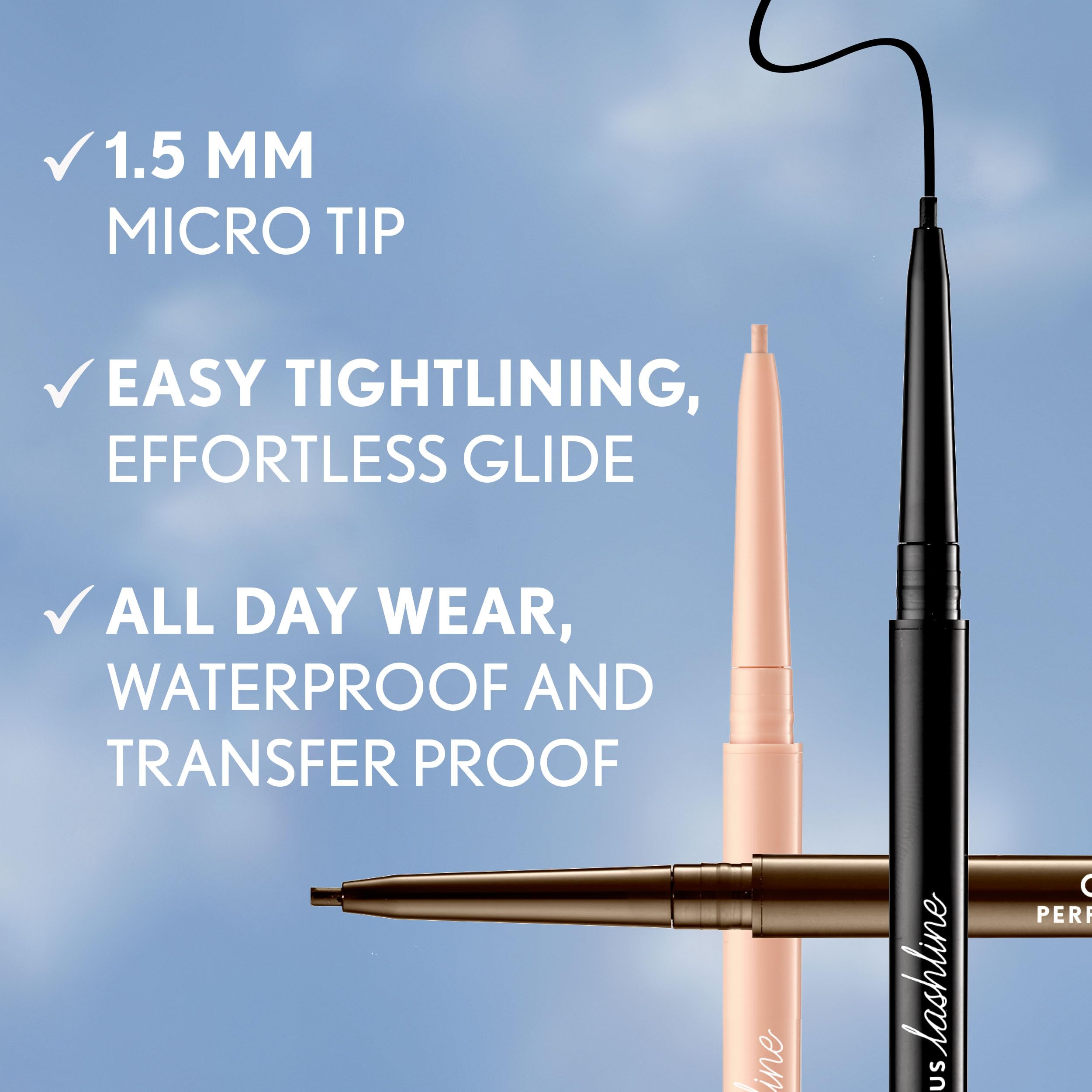 COVERGIRL Perfect Point Plus Lashline, Bright-Eyed Beige, Micro Eye Pencil, Ultra-Precise 1.5 Millimeter Tip, Creamy Gel Formula, Clean & Vegan, Talc-Free, Waterproof, 0.002oz