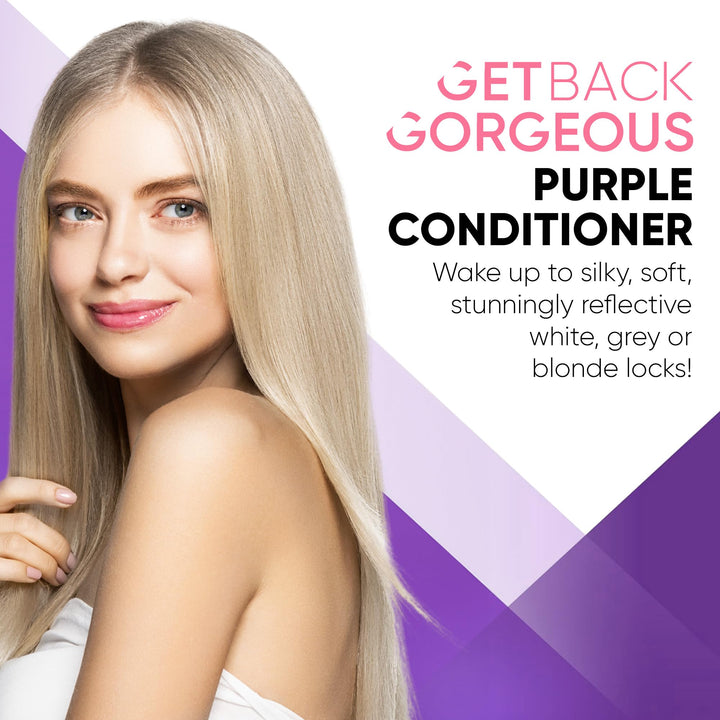 GBG Purple Conditioner for Blonde Hair - Hair Toner for Bleached, Grey & Blonde, Conditions & Neutralizes Brassy Hair in 3 Minutes - Hair Mask for Soft, Shiny & Silky Hair for Women & Men, 8 Oz