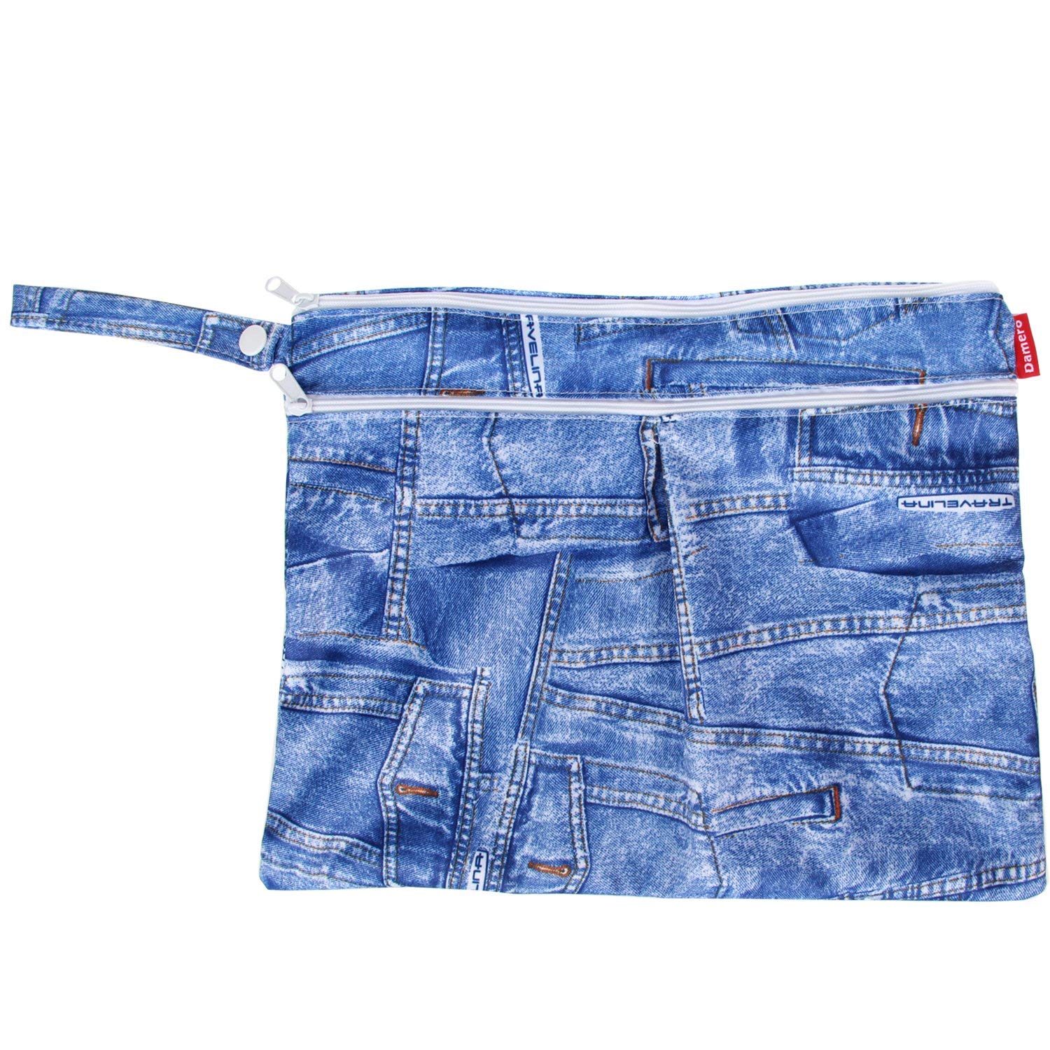 Damero 3pcs Pack Wet Dry Bag for Cloth Diapers Daycare Organizer Bag, Denim