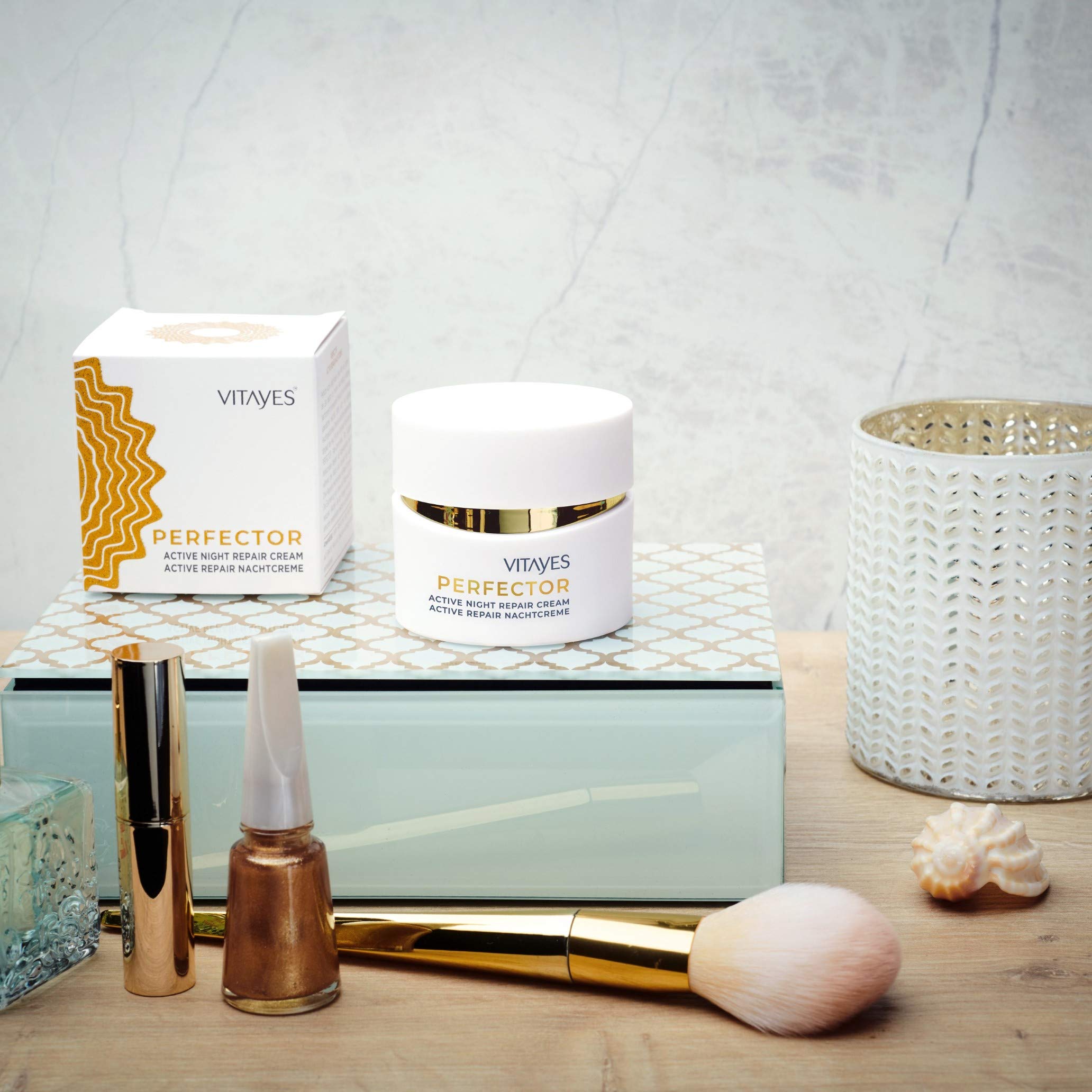 Vitayes Perfector Night Cream with Hydrasalinol and Active Repair Complex, Anti-Aging Moisturizing Cream for Face & Skin - Made in Germany - 50 ml