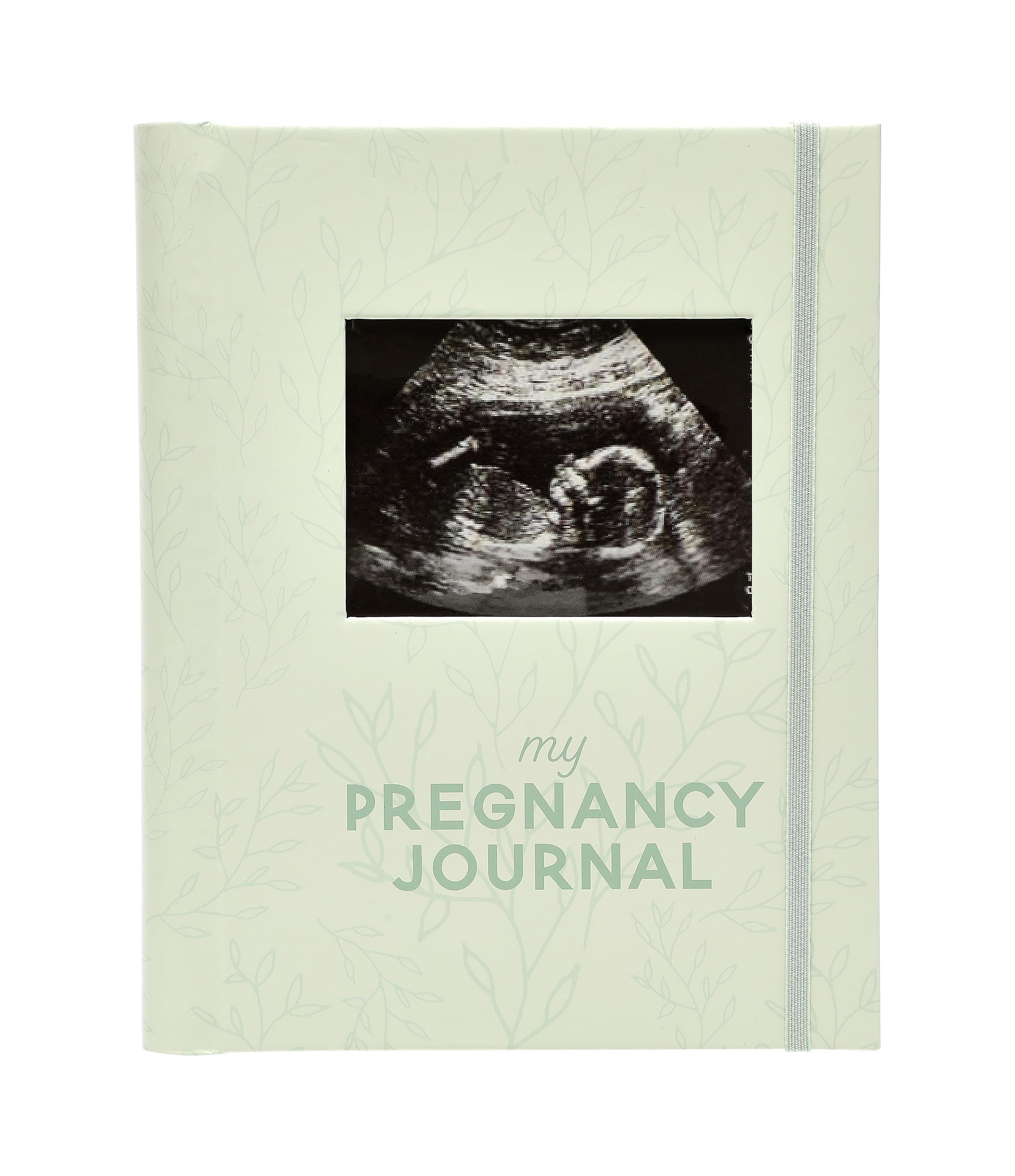 Pearhead My Pregnancy Journal, Keepsake Pregnancy Memory Book with Sonogram Photo Insert, Pregnant Trimester Milestone Tracker Notebook, Expecting Mom Gift, Sage Green Leaf