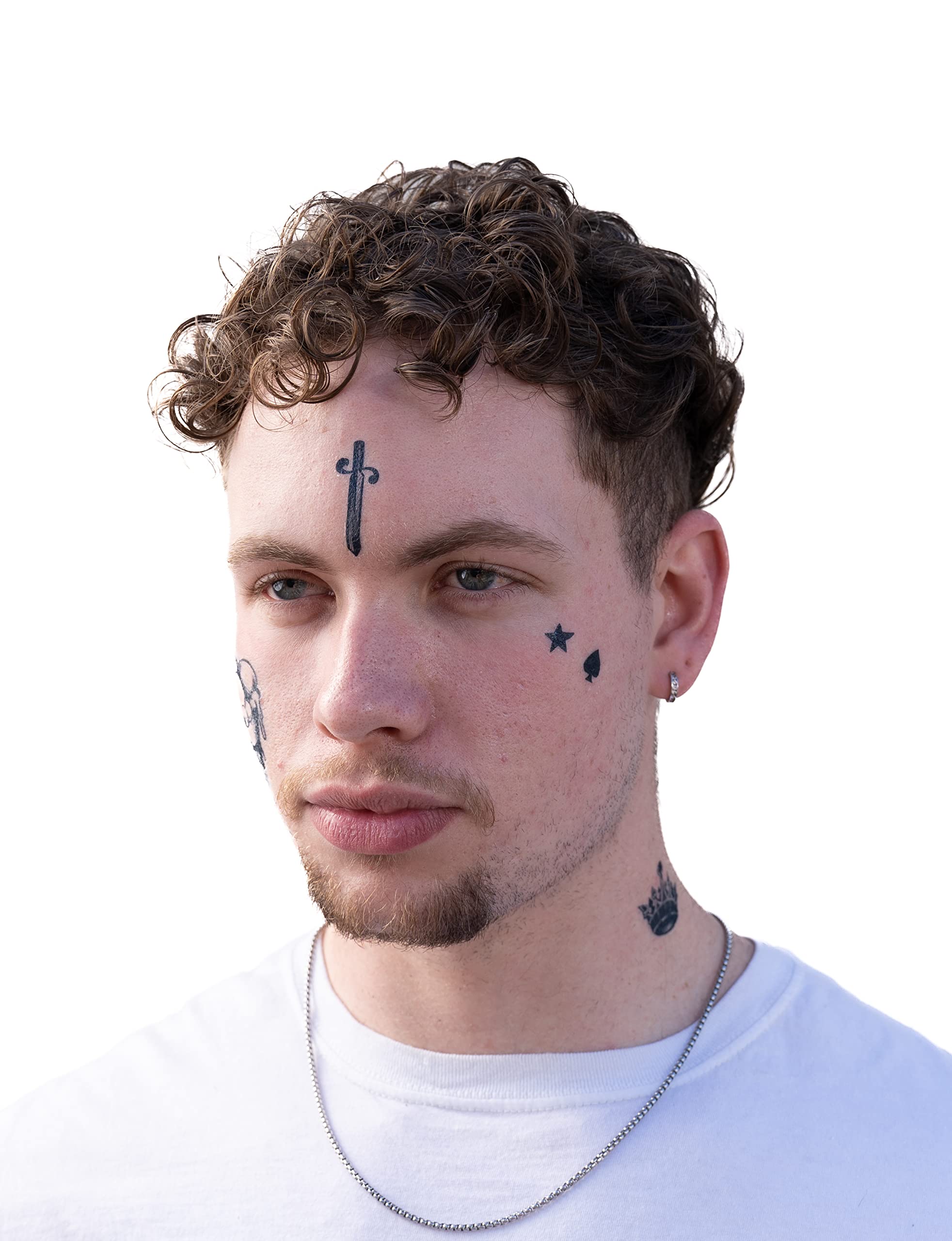 Thug Ink Temporary Tattoos - Volume II - 6 Temporary Tattoos ~ Face Tattoos ~ Ice Cream Cone, Dagger, Crown, Cross, etc ~ Thug Life ~ Fake Tattoos ~ Water-Transfer Tattoos