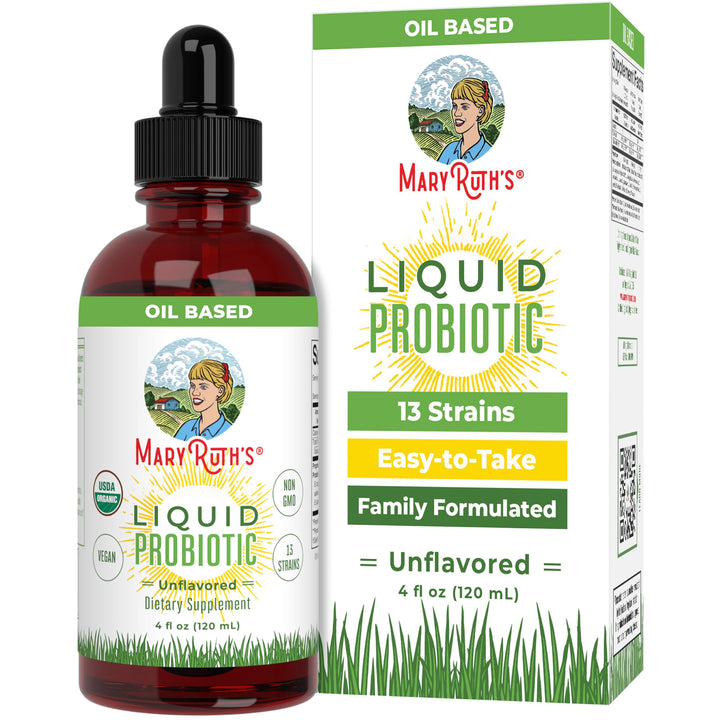 MaryRuth Organics USDA Organic Liquid Probiotic | Digestive Health | Gut Health | Probiotics for Women | Probiotics for Men | Probiotics for Kids | Acidophilus Probiotic | Non-GMO | 40 Servings