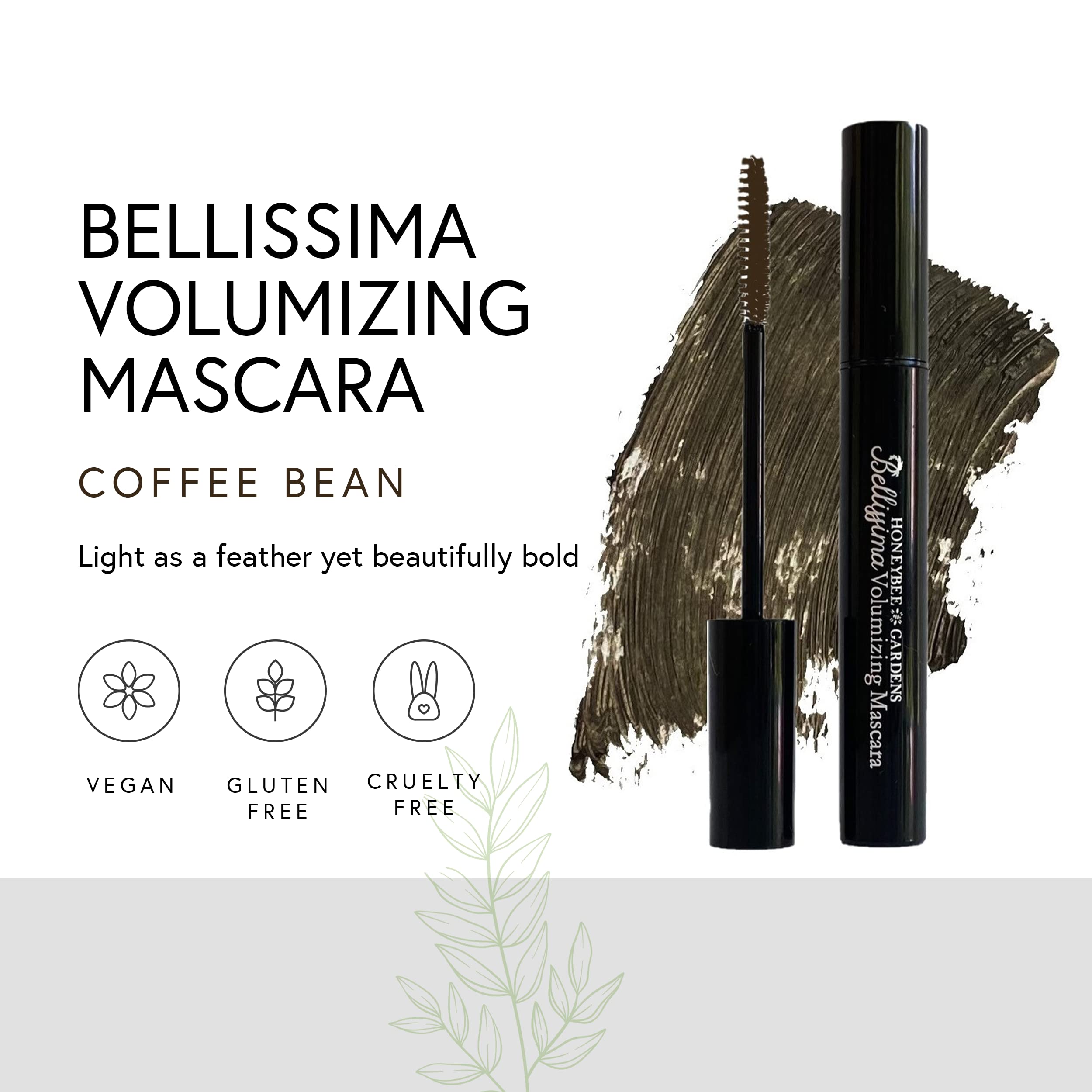 Honeybee Gardens Bellissima Volumizing Mascara In Coffee Bean, Lightweight And Bold, Non-Smudging, Vegan, Gluten-Free, Cruelty-Free, Net Wt. 0.13 oz.