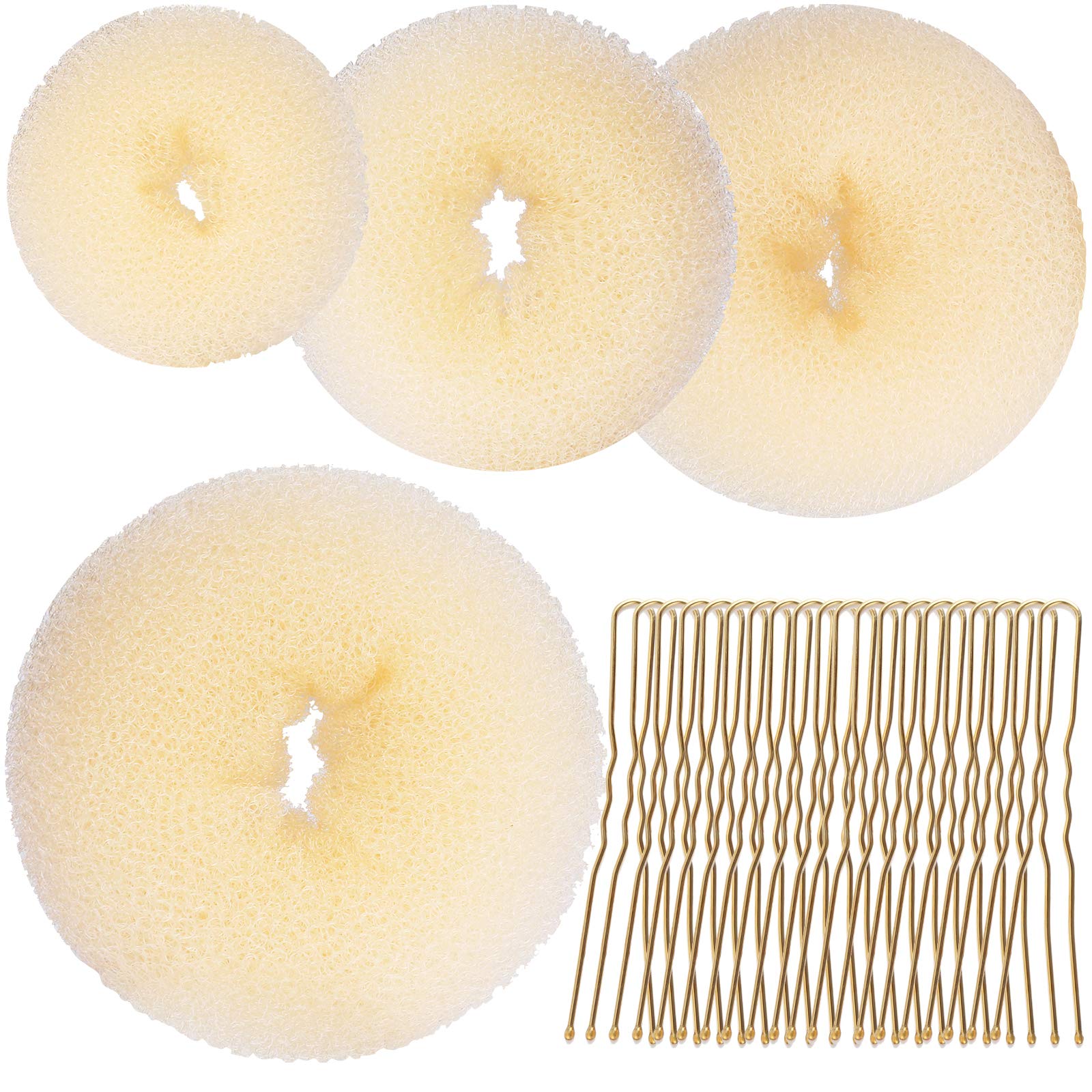 Teenitor Hair Bun Shaper SetÅ’Teenitor 4 Hair Pcs Donut Bun Maker(Extra-large, Large, Medium, Small) with Large Bobby Pins Blonde 20pcs, Doughnuts Ring Styler Maker