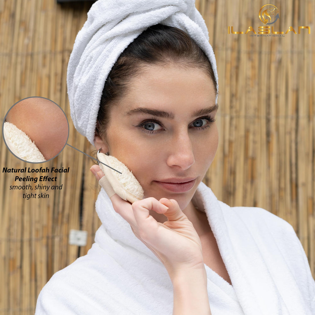 ILASLAN INTERNATIONAL, Premium Natural Loofah, Face and Body Scrubbers for Use in Shower, Dual Side, Egyptian Luffa, Bath Sponge, Eco Friendly Organic Loofa, Skin Care for Women and Men, 2 Piece Set