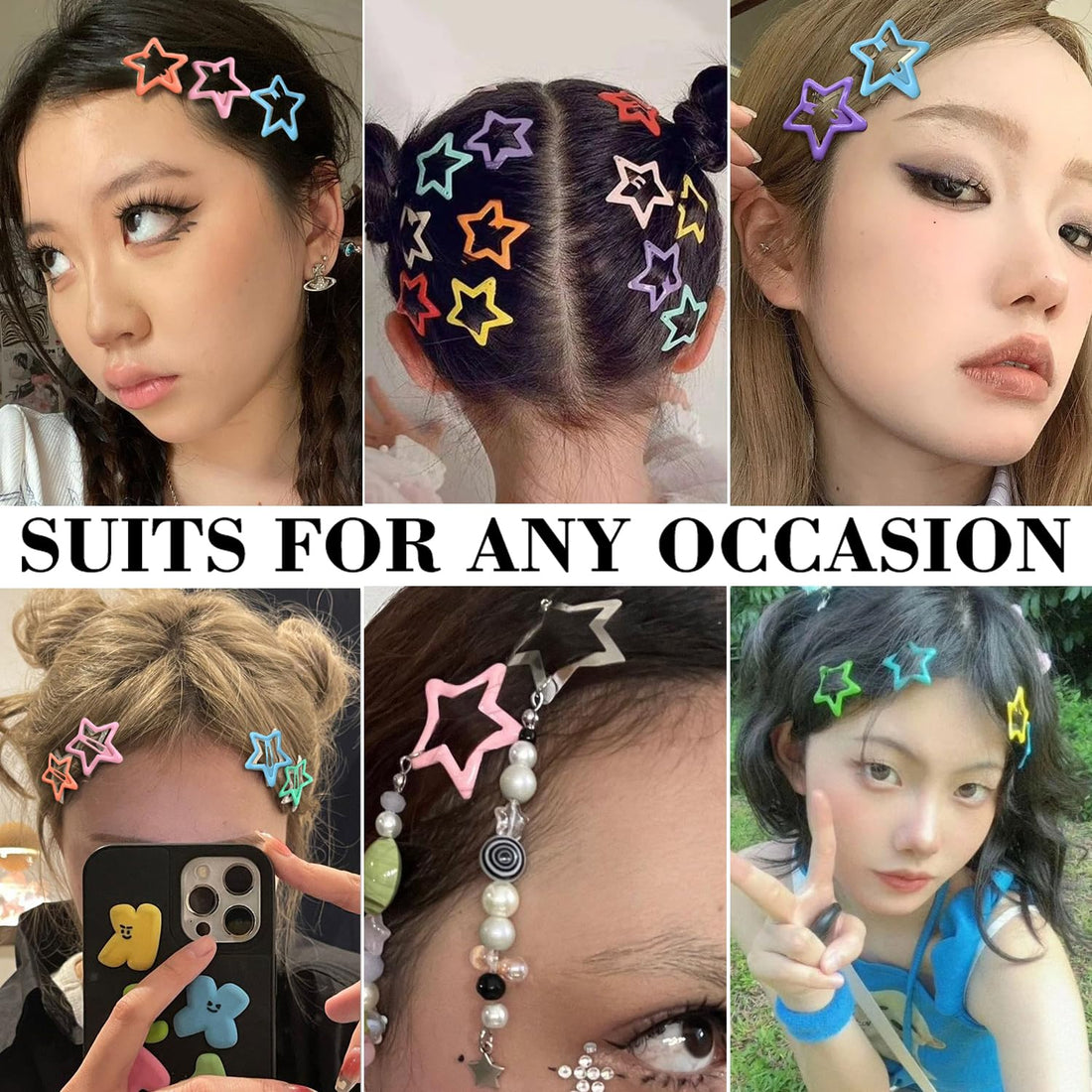 13 PCS 1.65 Metal Hair Accessories - Snap Barrettes with Non-Slip Star Clips for Girls in Multiple Colors