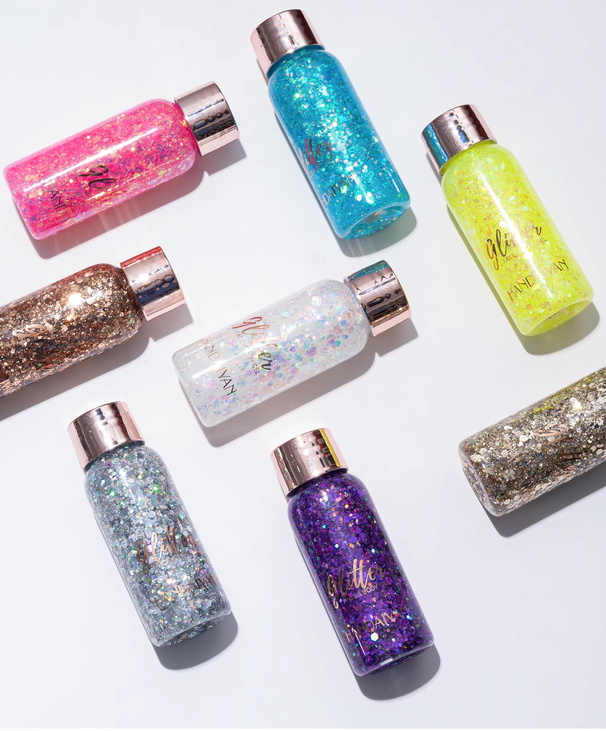 3 Color Glitter Mascara Contour Face Makeup,Body Glitter,Bright,Long-Lasting,Shimmer, for Face and Body Gel Pearlescent Festival Makeup (C, 4.6 Ounce (Pack of 3))