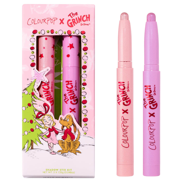 ColourPop x The Grinch Shadow Stix Makeup Kit - Limited Edition Metallic Eyeshadow Makeup Set - Vegan & Cruelty-Free Cream Eyeshadow Sticks with High-Pigment & Metallic Finishes (2 Count)
