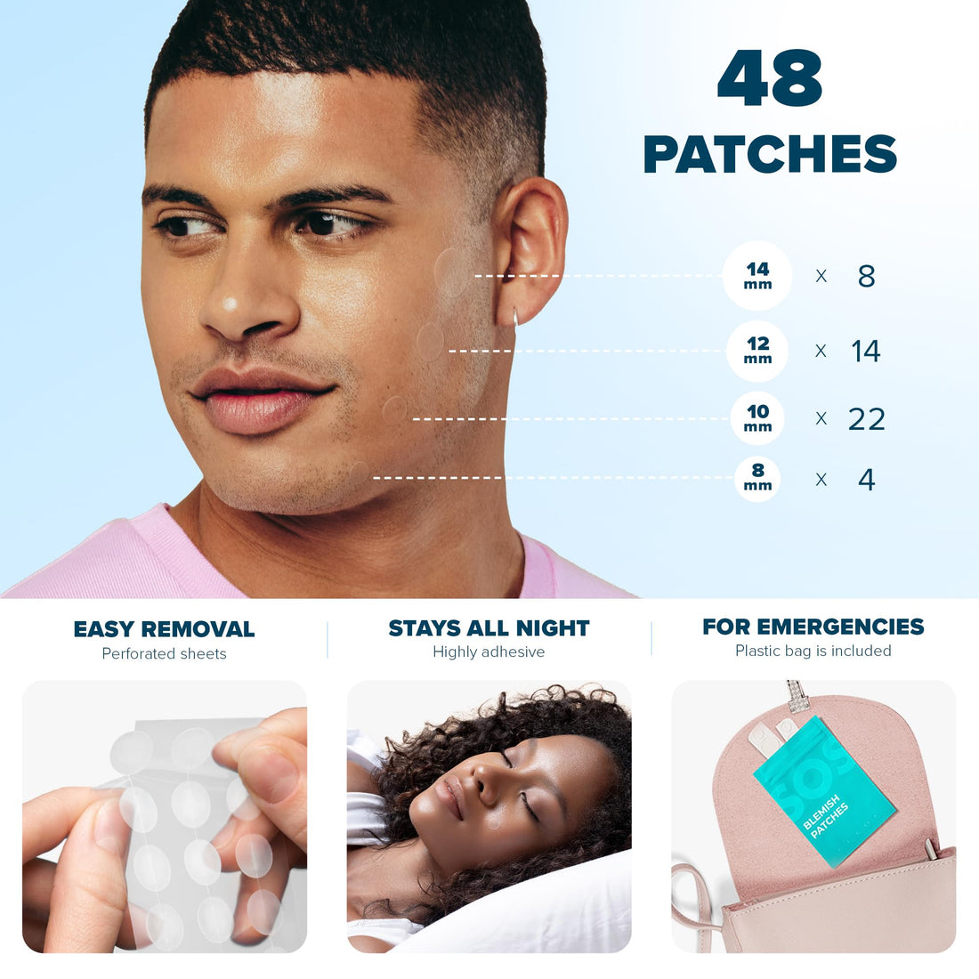 Hydrocolloid Pimple Patches (Made in Korea) FSA/HSA Eligible - Vegan, Hypoallergenic, Cruelty-Free Acne Circle Stickers for Overnight Use, for Zits, Spots, Pimples, Whiteheads (46 Count, Mixed Sizes)