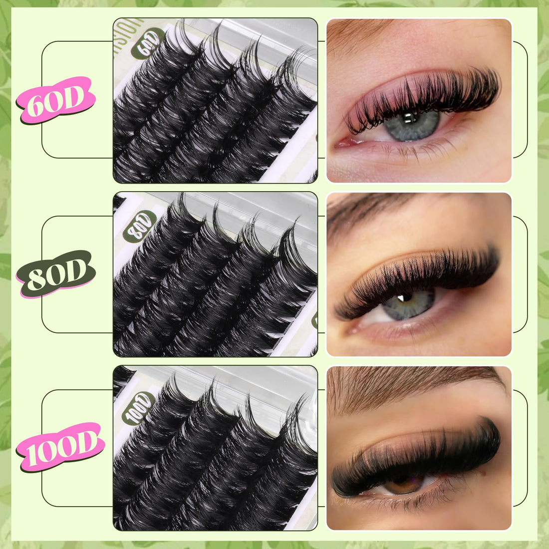 D-Curly Cluster Eyelash Extensions 480Pcs Volume Lash Extensions DIY Eyelash Extensions for Beginners Wispy Eyelash Clusters Natural Full Thick Individual Lashes Clusters (60D 80D 100D Mixed, 10-16MM)