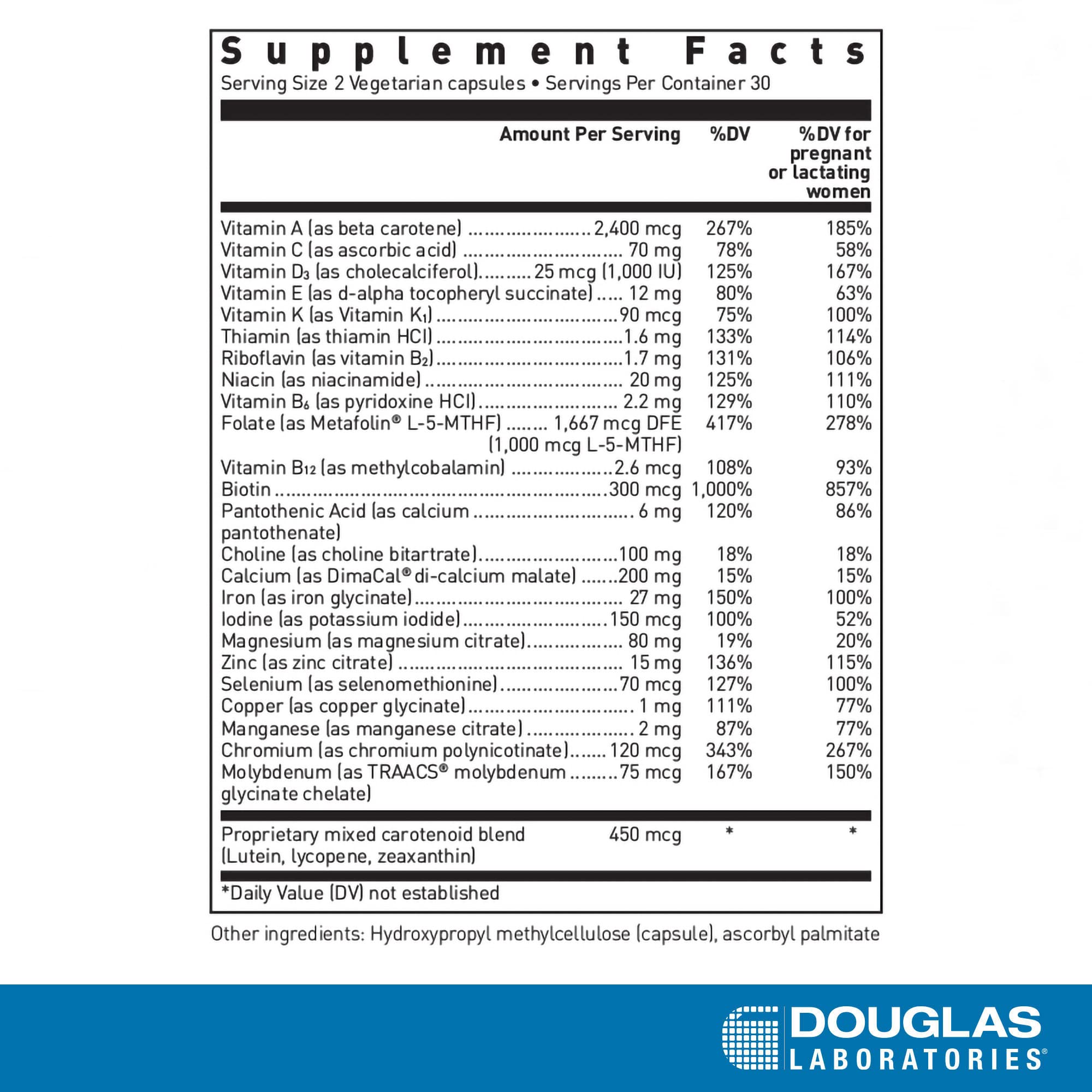 Douglas Laboratories Prenatal | Essential Vitamins and Minerals to Support Maternal Health During Pregnancy* | 60 Capsules