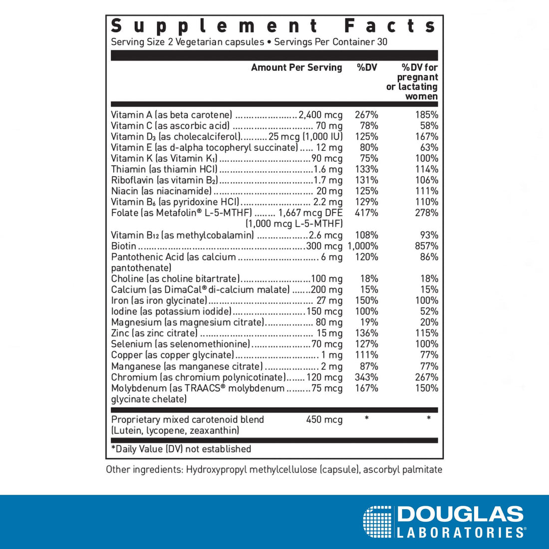 Douglas Laboratories Prenatal | Essential Vitamins and Minerals to Support Maternal Health During Pregnancy* | 60 Capsules