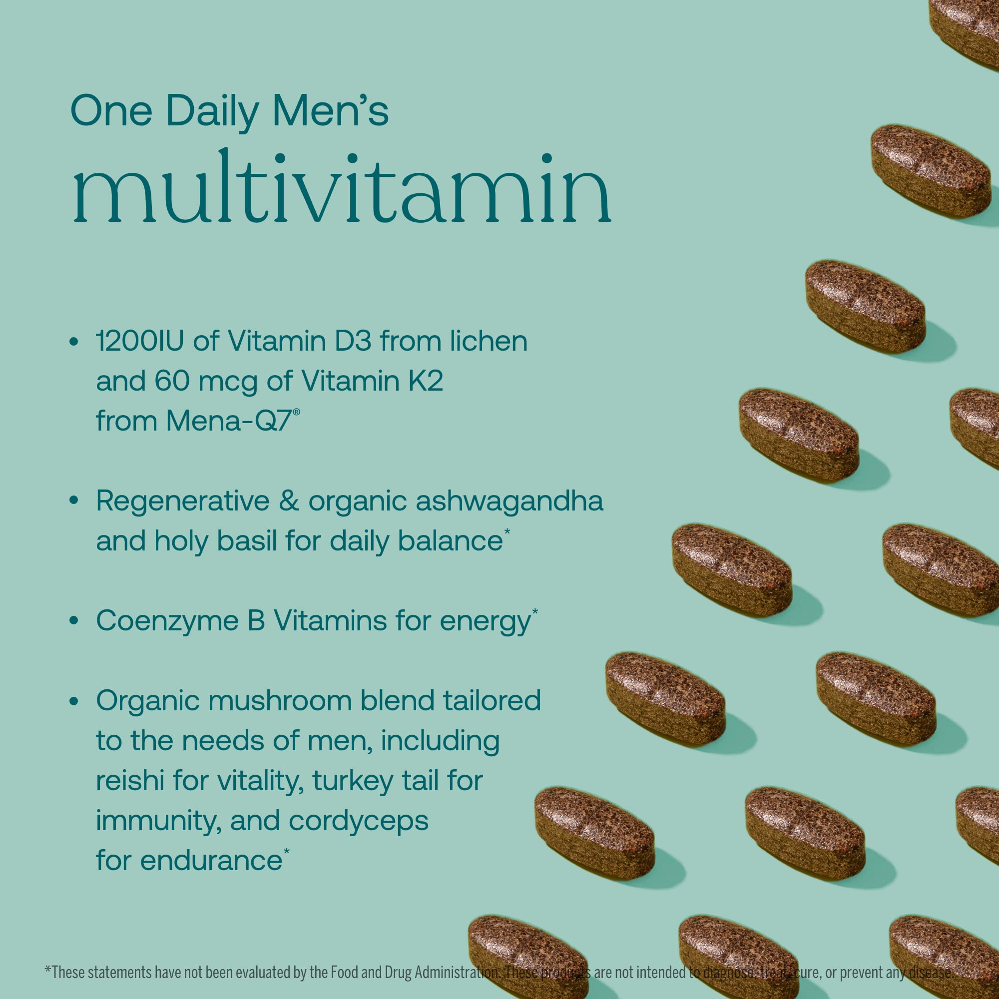 True Grace One Daily Men’s Multivitamin Fermented Minerals, Organic Adaptogens & Mushrooms Whole Body Balance Immune, Endurance, Bone & Heart Support - Non-GMO, Gluten Free - 90 Vegan Tablets