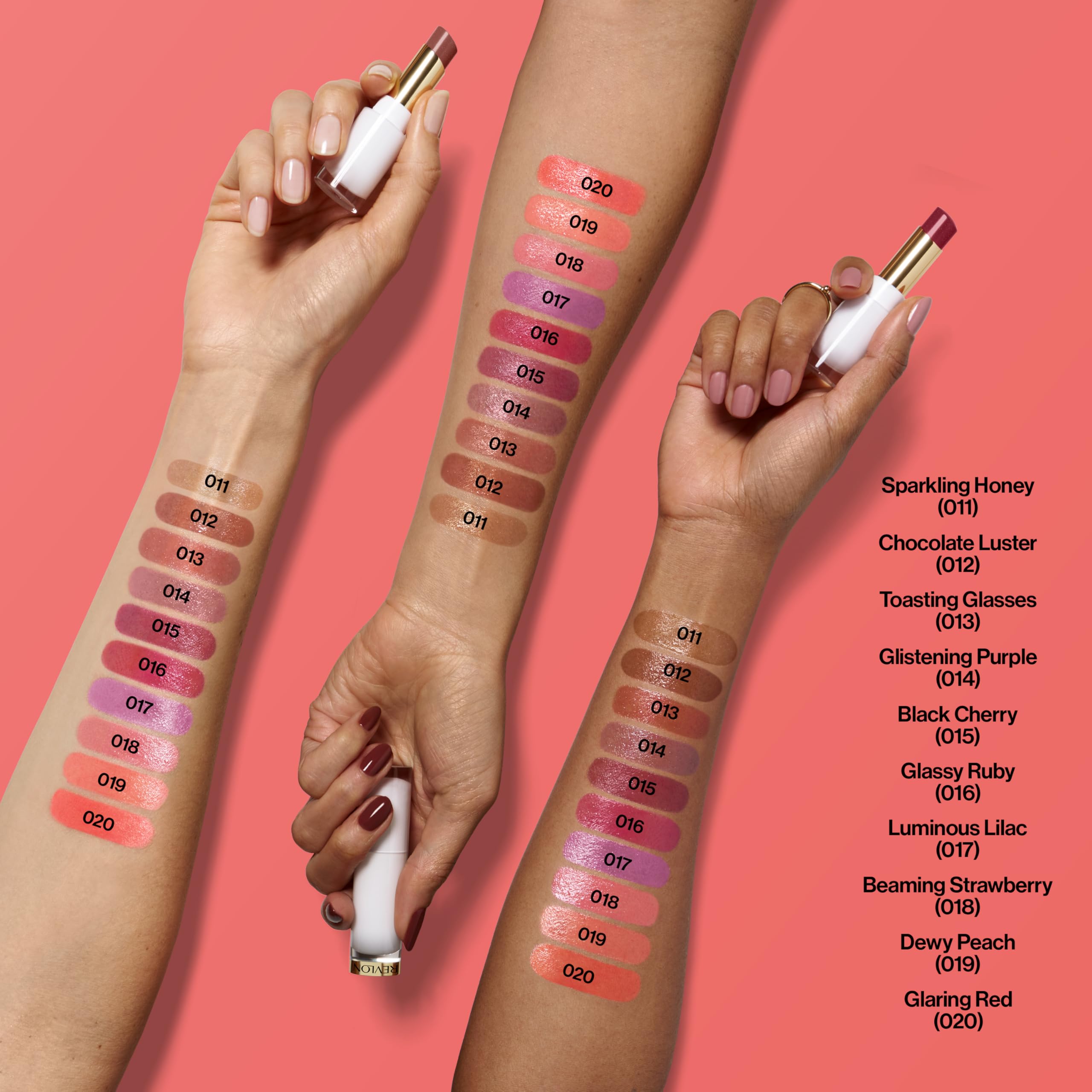 REVLON Super Lustrous Glass Shine Balm, Hydrating Tinted Lip Balm with Hyaluronic Acid, Aloe & Rose Quartz, Light-Medium Brown Lipstick, 013 Toasting Glasses, 0.11 oz