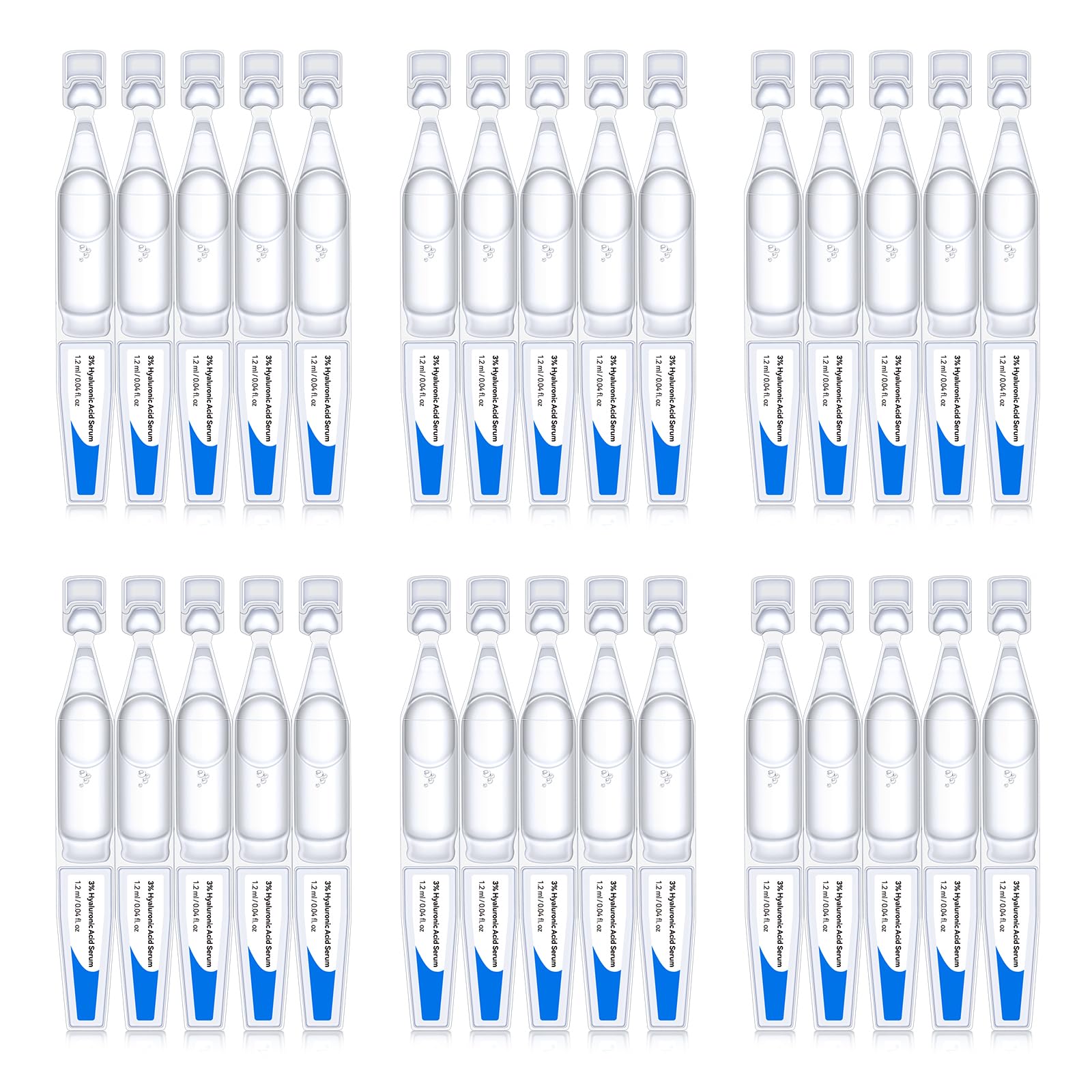 3% Hyaluronic Acid Serum for Face,Ultra-Hydrating Wake Nature Perfection Hyaluronic Acid, Hydration & Moisture Facial Serum for Fine Lines & Wrinkles, Single-Use (1.2 ml)*30