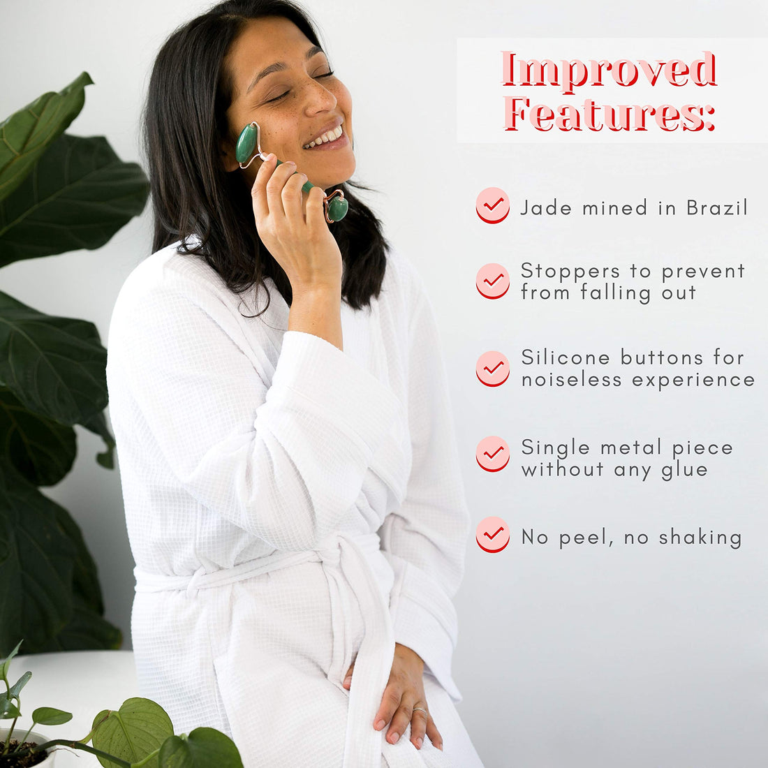 Witty Jade Roller And Gua Sha Set – 2 In 1 Natural Jade Roller For Face And Gua Sha Scrapping Tool – Massage Jade Facial Roller And Jade Gua Sha Facial Tool Set - Rose Quartz Roller Alternative