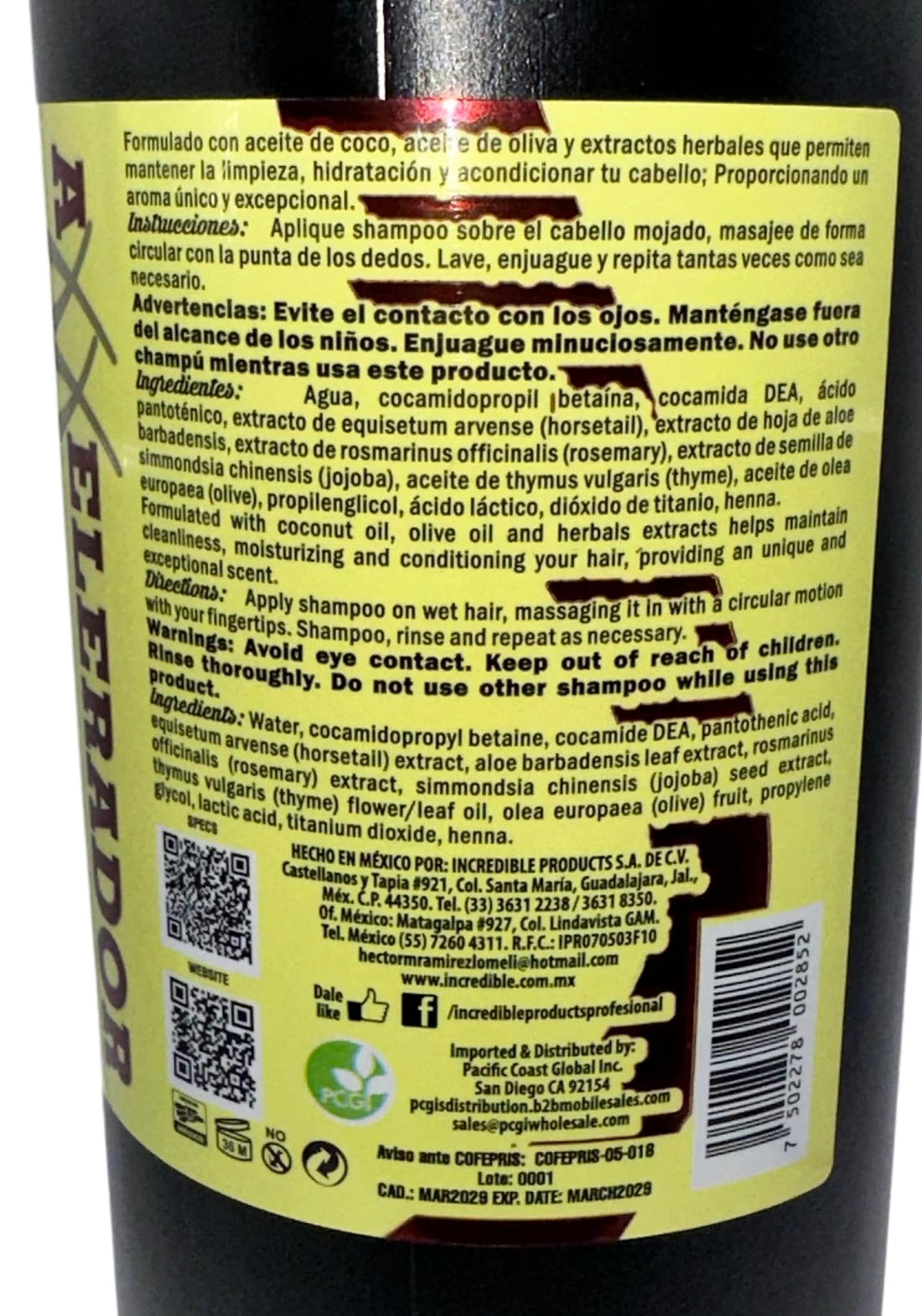 CABALLADO Shampoo Cola De Caballo Plus Extra Aceleracion Sin Sal (950m) CABALLADA PLUS 67% more concentraded 100% cosmetico HORSETAIL SHAMPOO 32.12 Fl oz ROSMERY, JOJOBA.