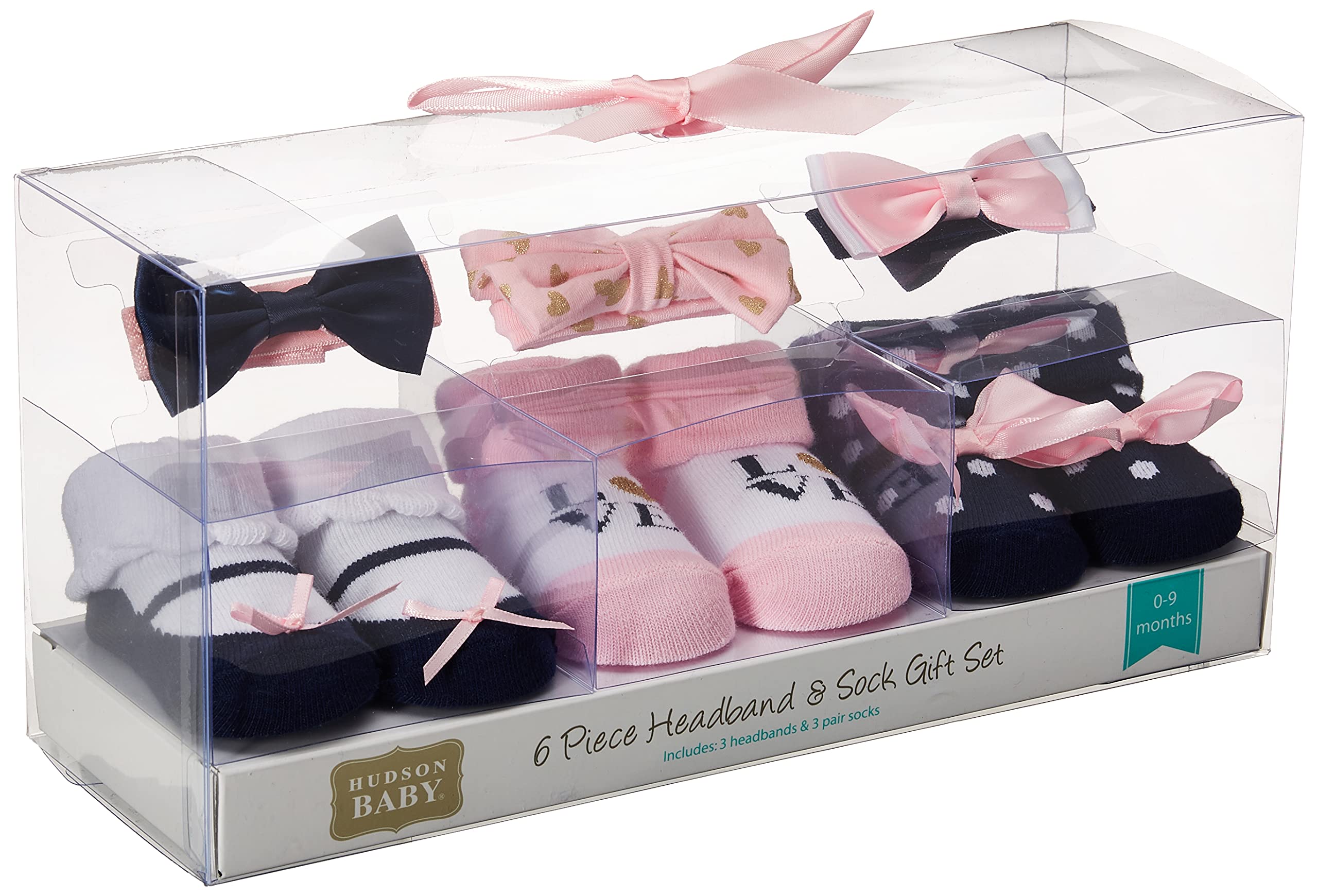 Hudson Baby Unisex Baby Headband and Socks Gift set, Navy Love, One Size