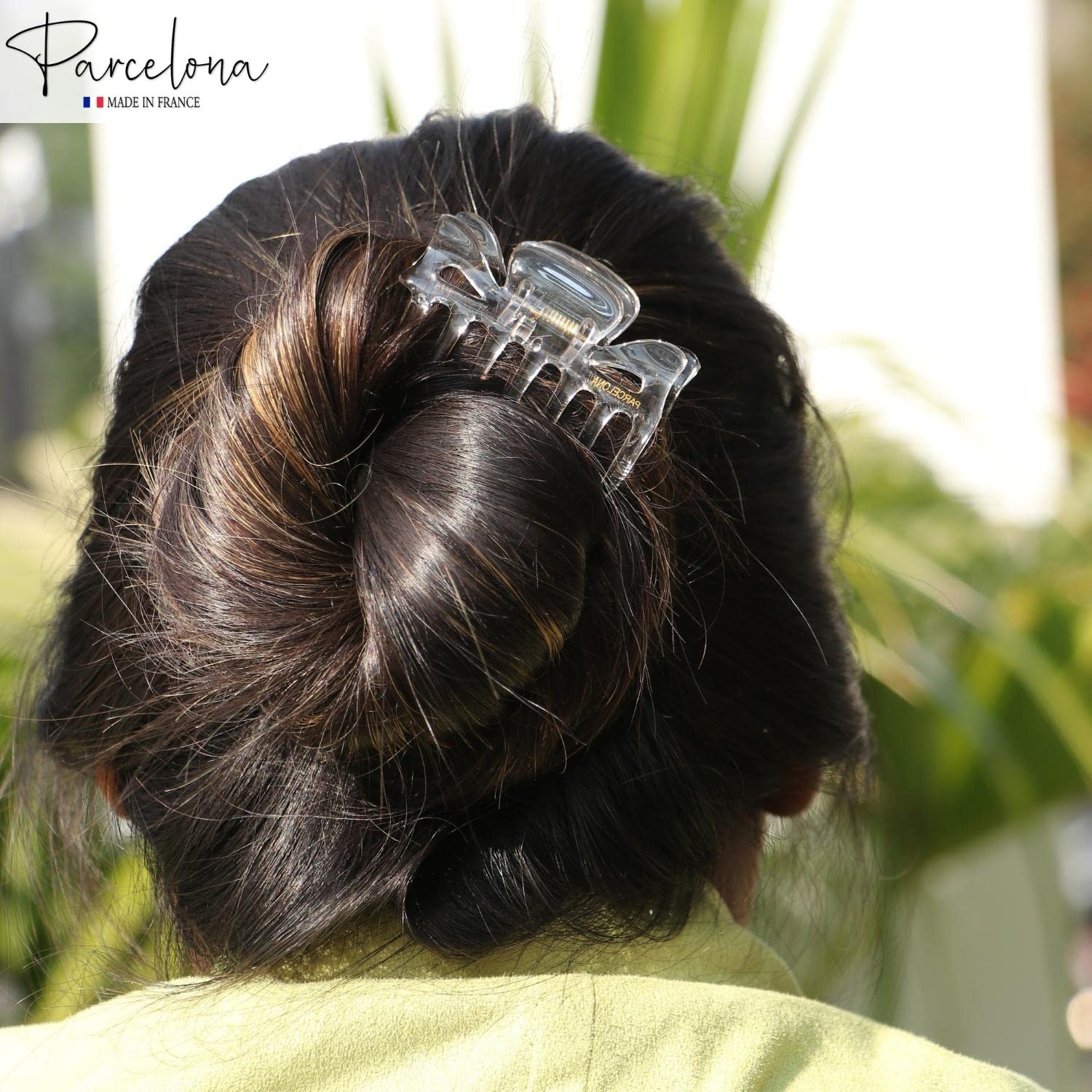 Parcelona French Classic Crystal Clear Covered Spring Celluloid Jaw Hair Claw Clip Clutcher