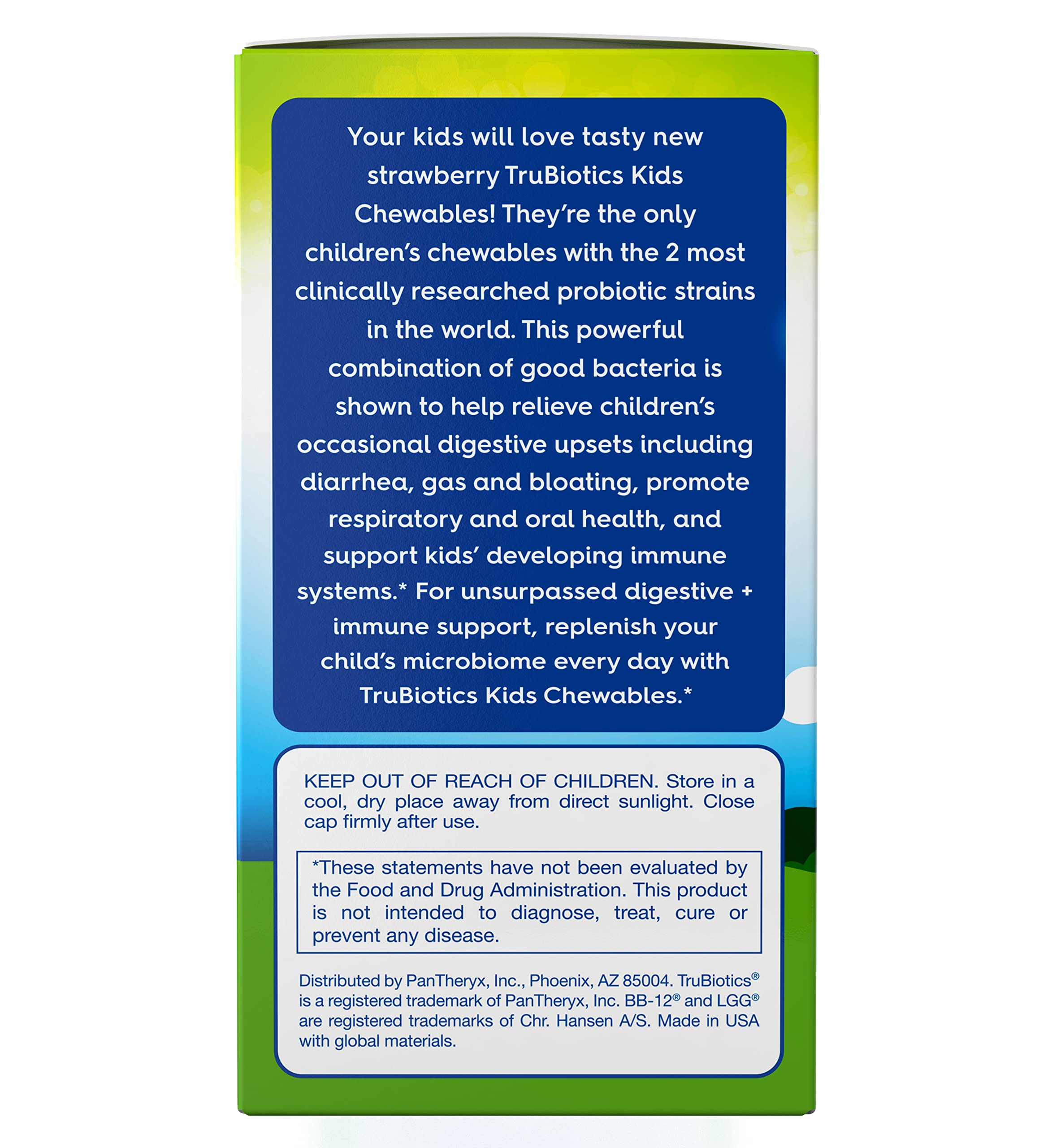 TruBiotics Probiotics for Kids Digestive & Immune Health Support, Sugar-Free Chewable Kids Probiotic to Help Maintain a Healthy Tummy, Natural Strawberry Flavor, 30 Tablets